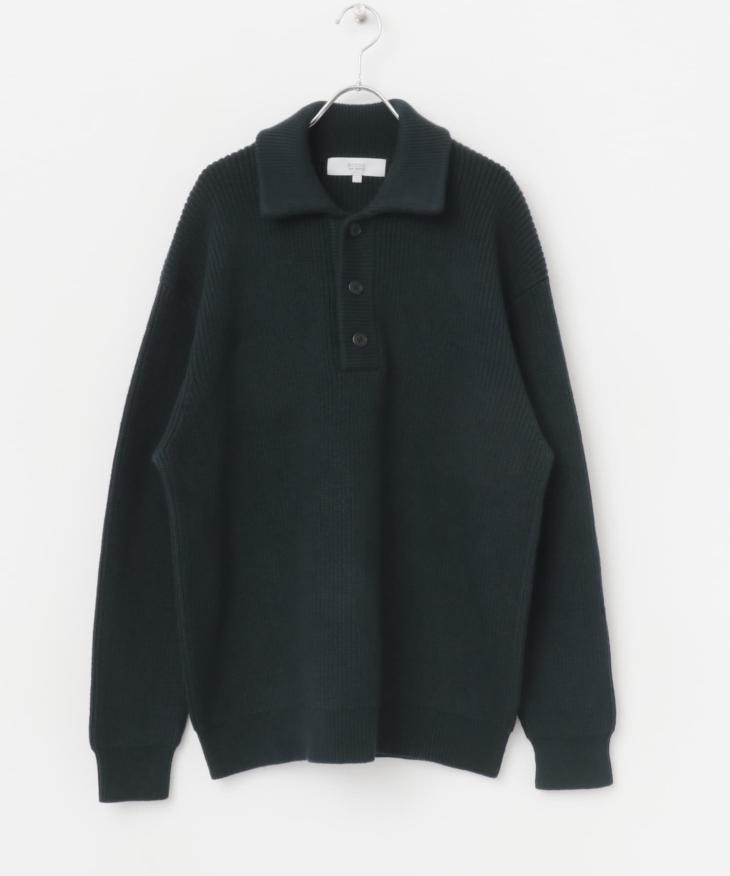 『XLサイズあり』メリノウールリラックスポロニット D.NAVY S