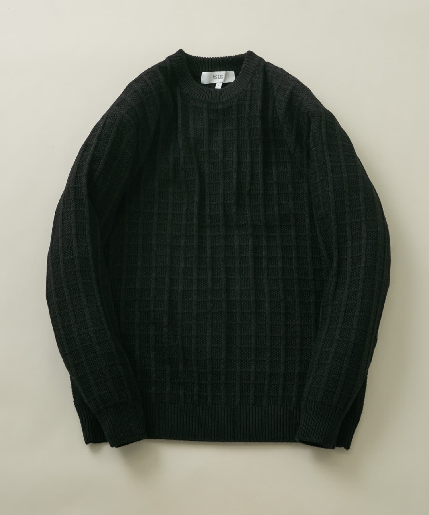 『XLサイズあり』メリノウール変形ワッフルニット BLACK S
