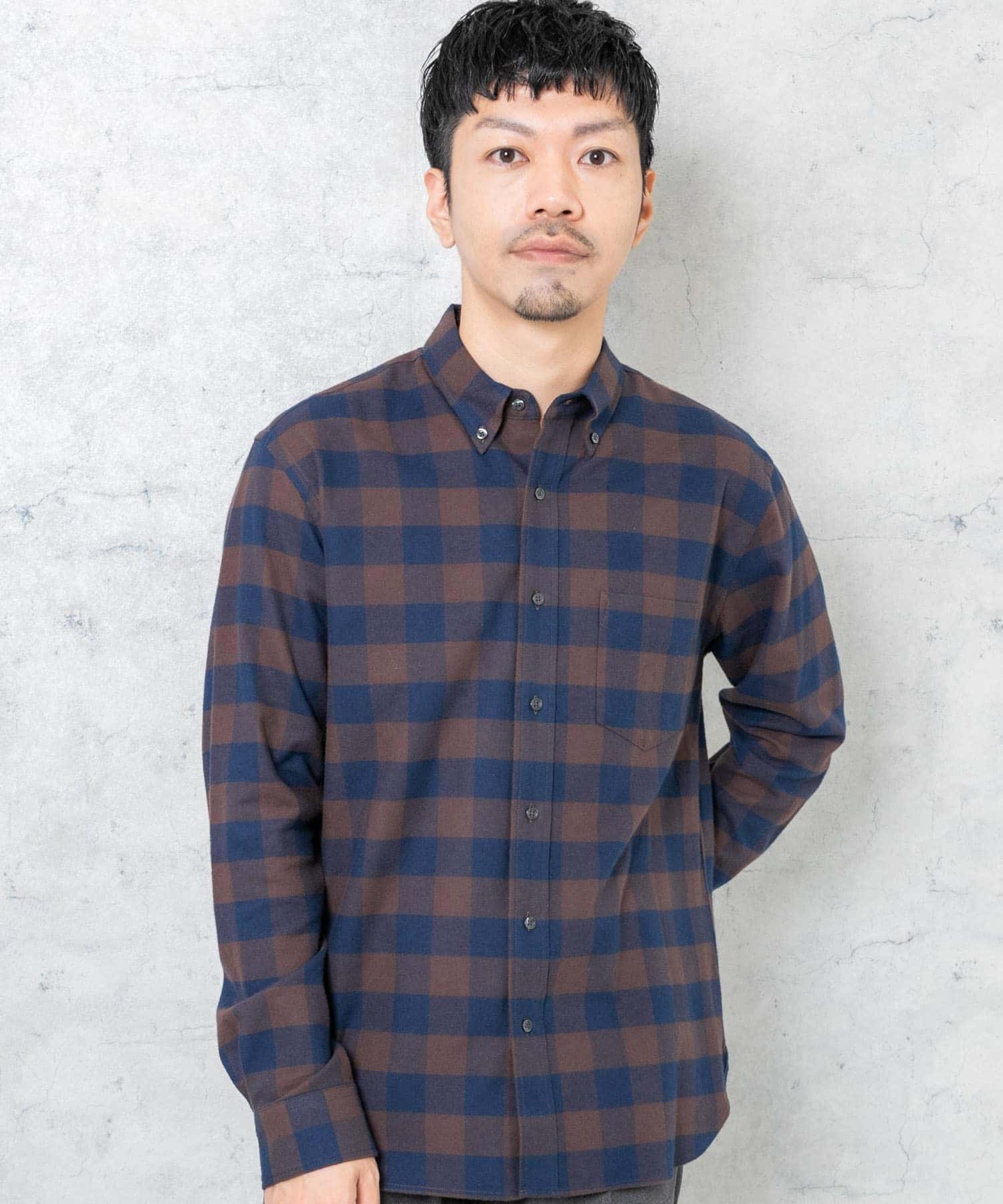 『抗菌/防臭』『XXLサイズあり』ハイパフォーマンスフランネルシャツ BRN CHECK L
