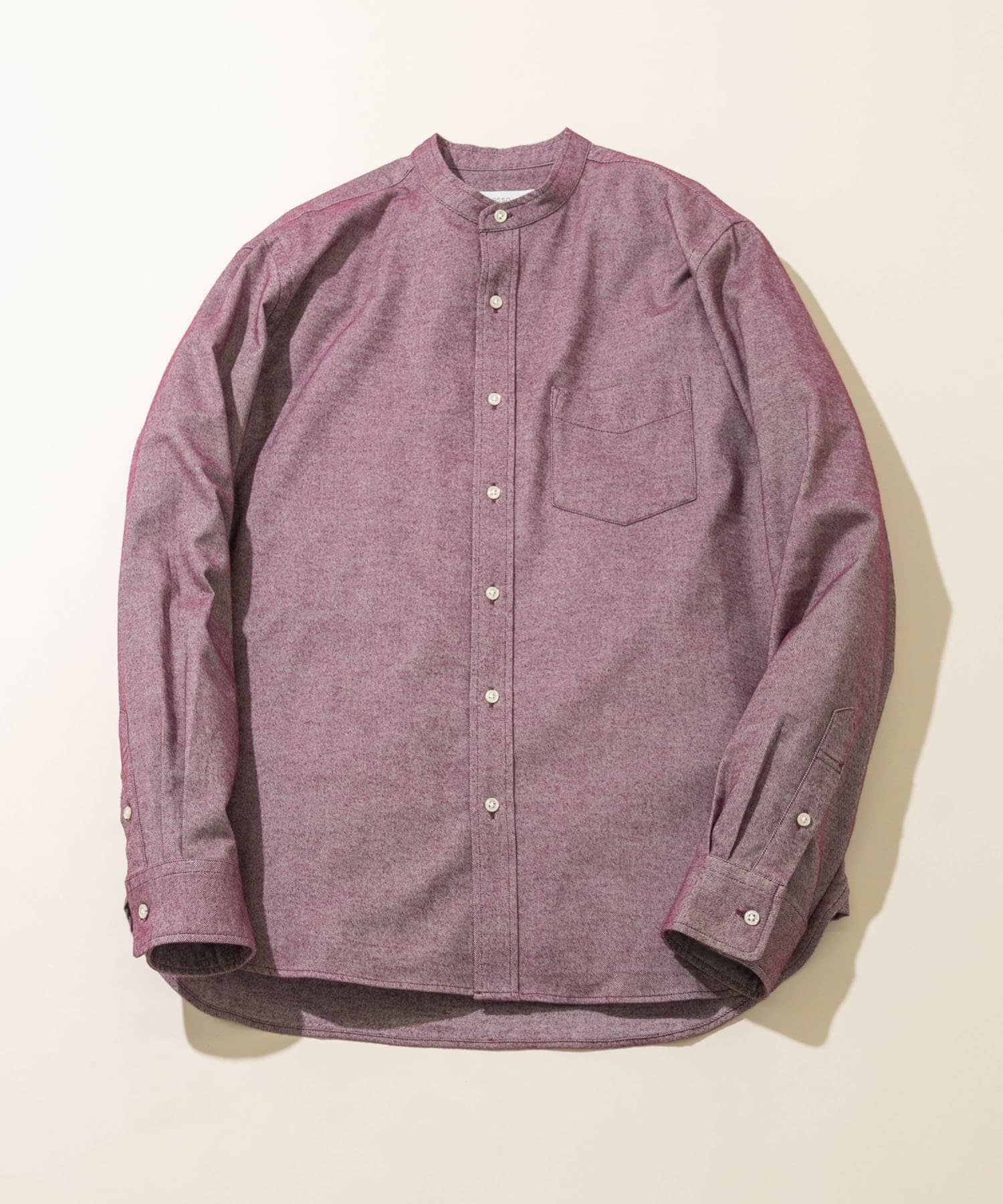 『抗菌/防臭』『XXLサイズあり』ハイパフォーマンスフランネルバンドカラーシャツ BORDEAUX S