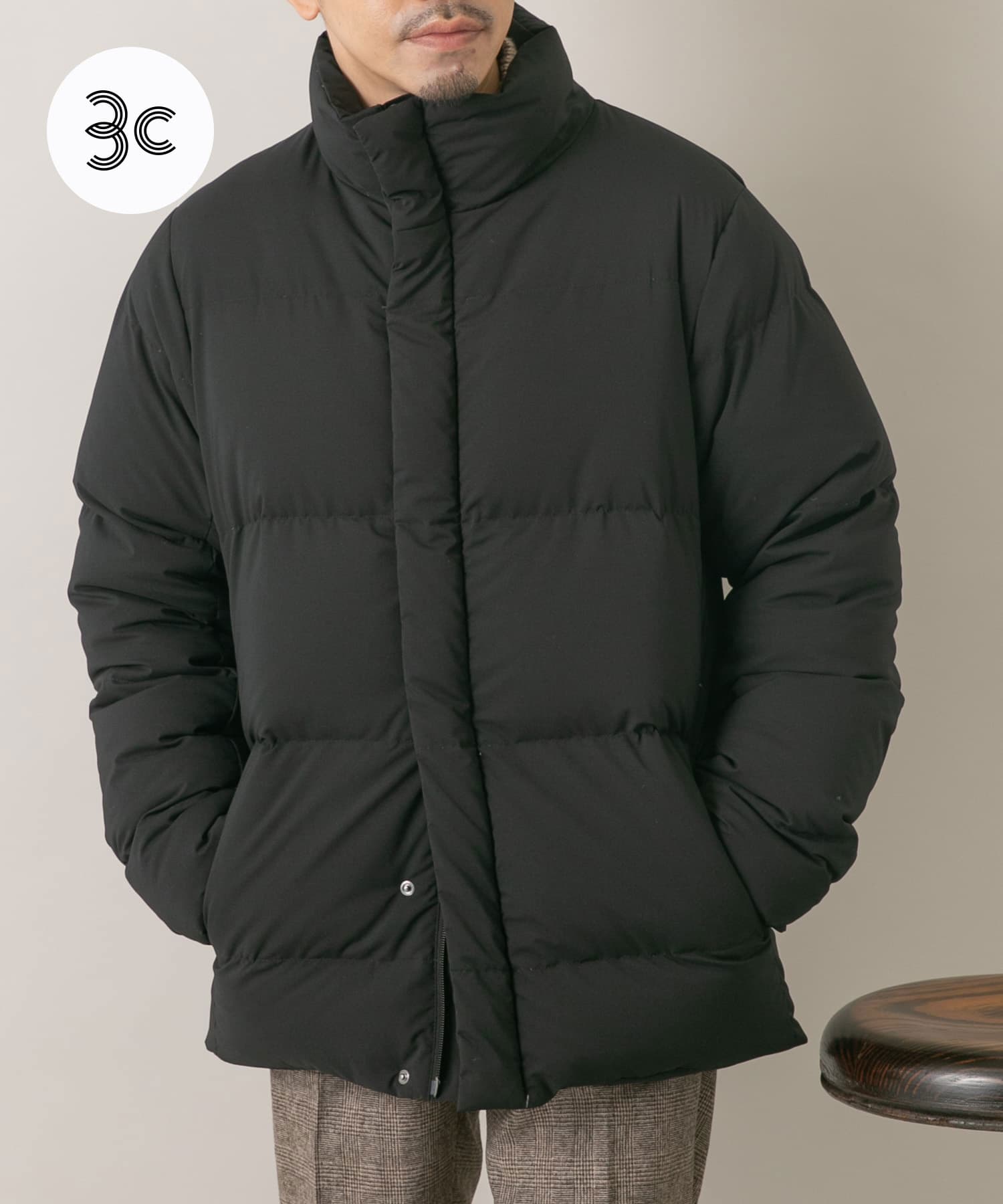 『MADE IN JAPAN』『XLサイズあり』スタンドグリーンダウンジャケット BLACK M