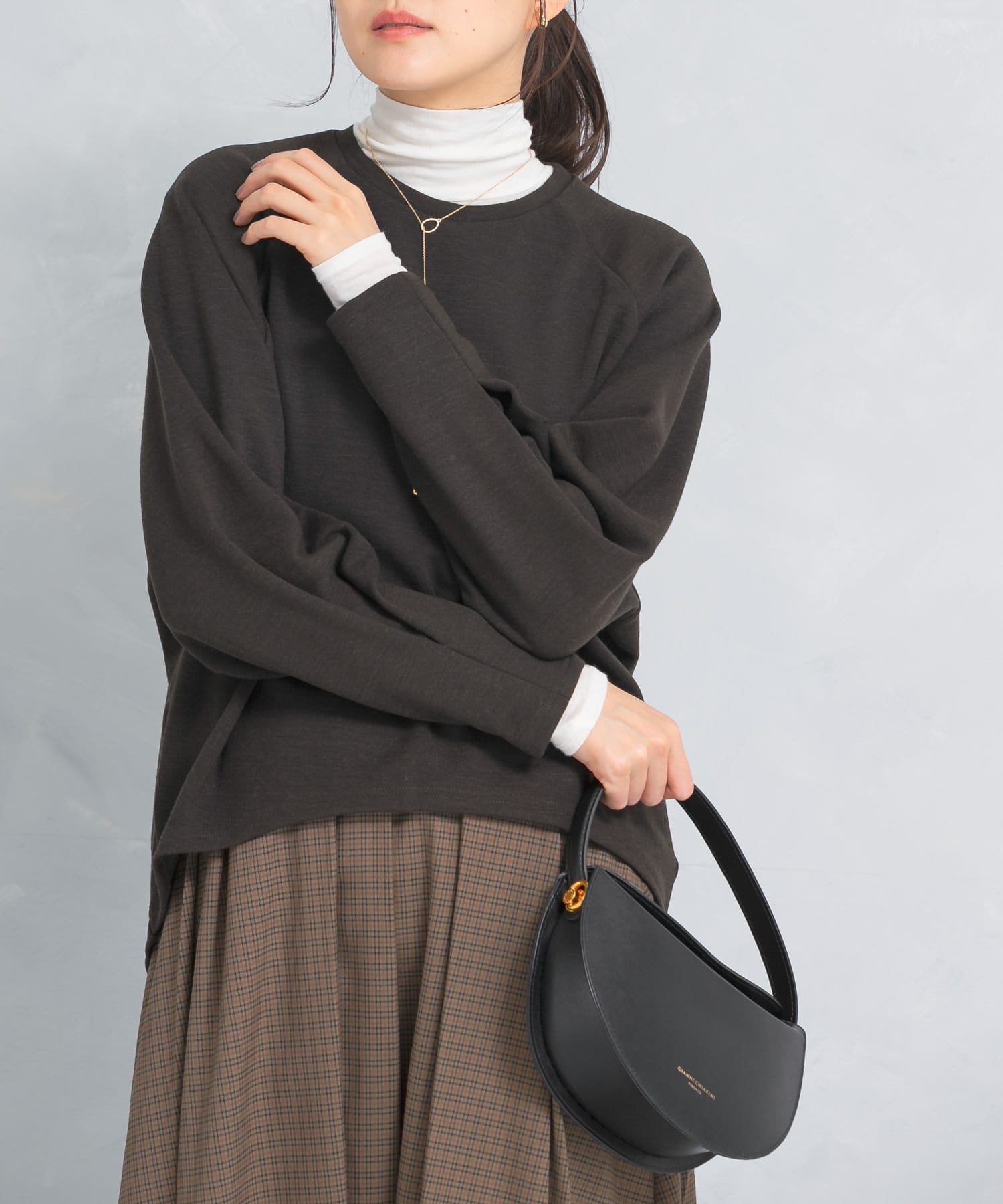 ウール混タックスリーブスウェット