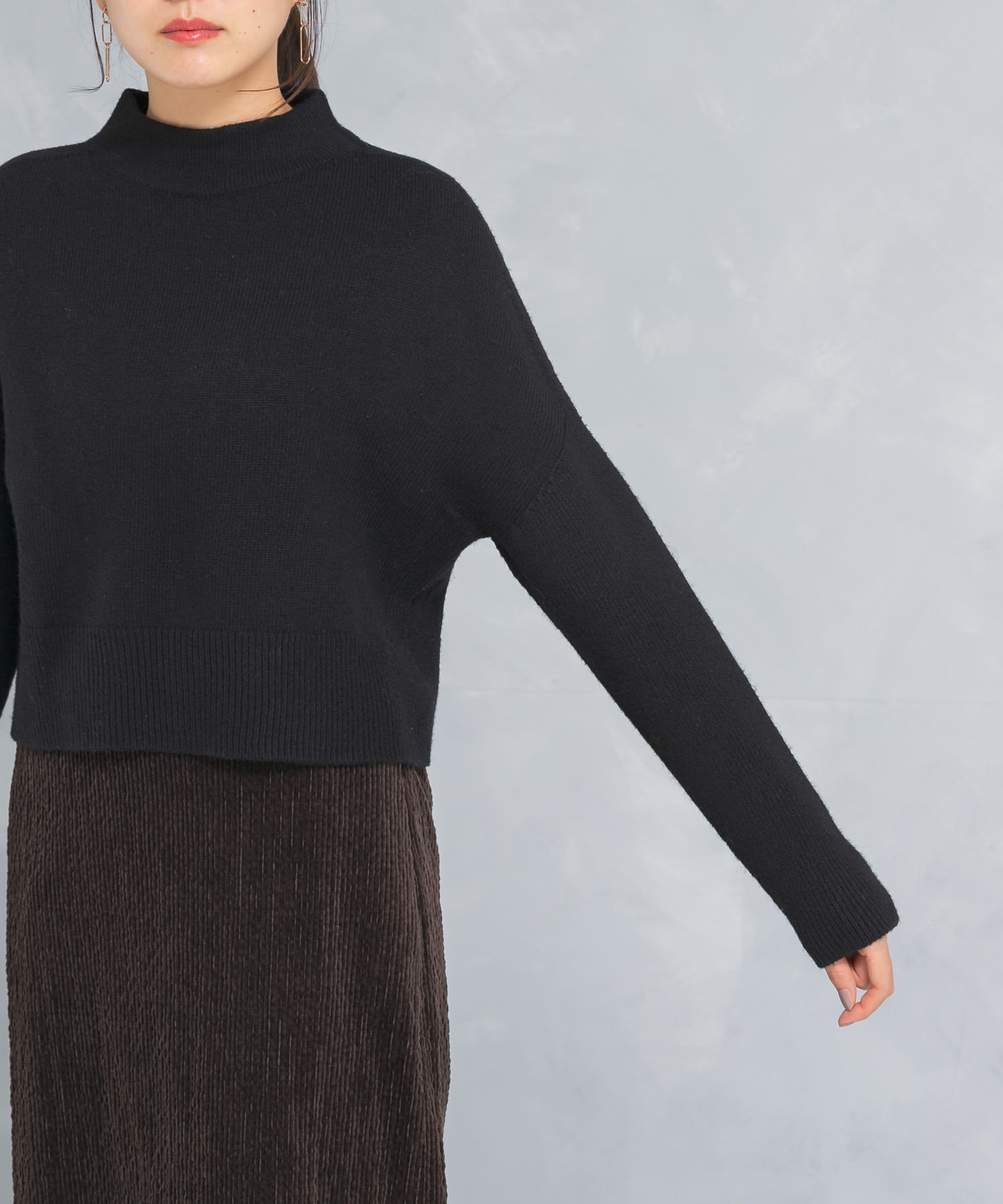 ショートハイネックホールニット(FREE black): トップス｜URBAN