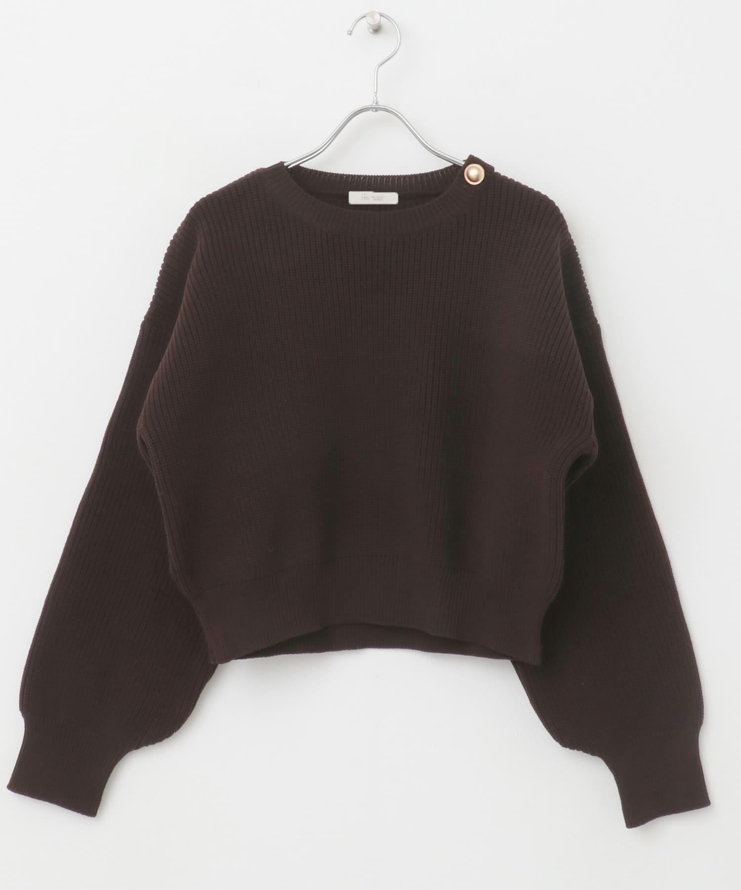 F by ROSSO　ウォッシャブル片畦ボタンニット D/BROWN FREE