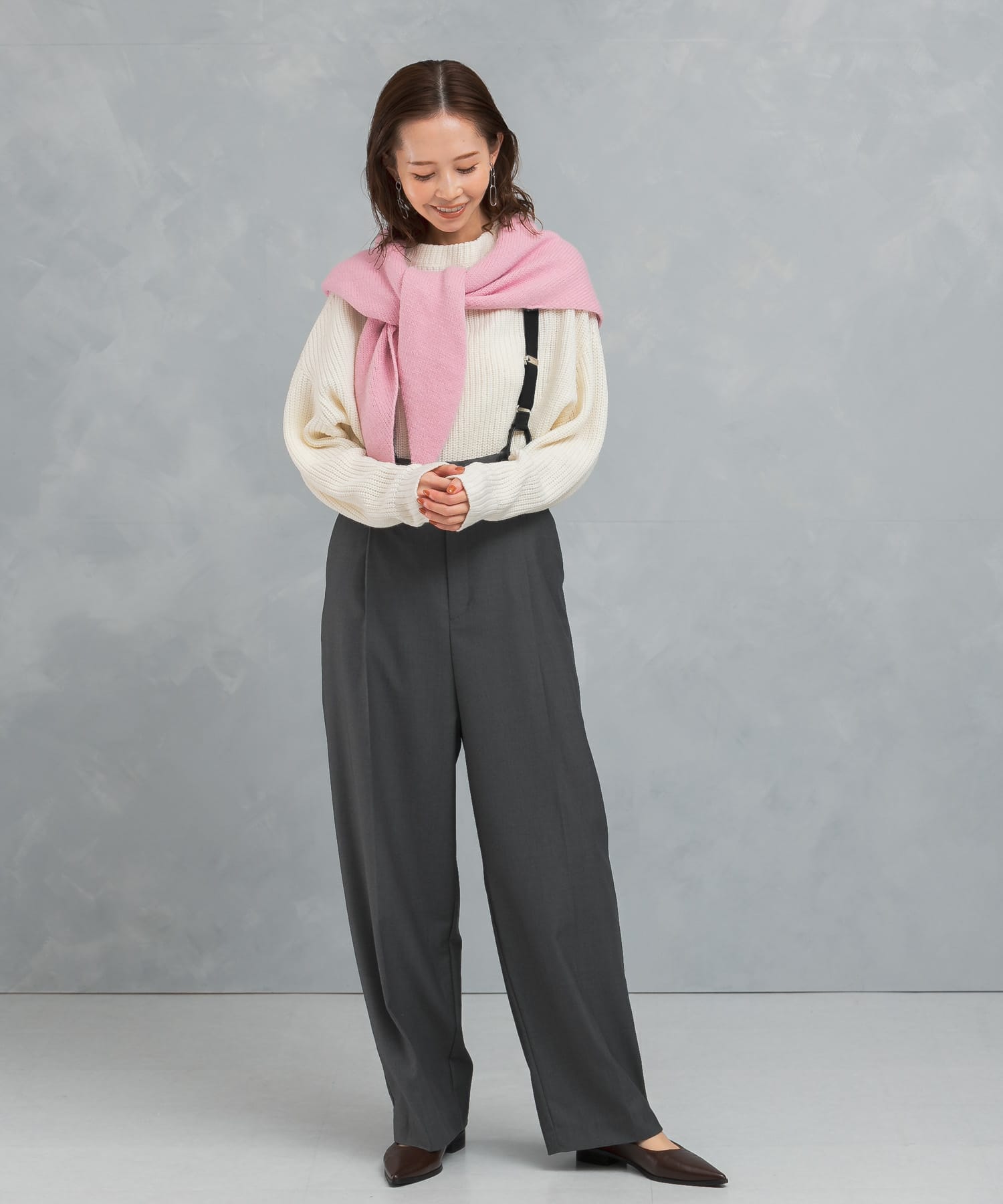 ボートネックバックスリット畦ニット(FREE OFF WHITE): トップス