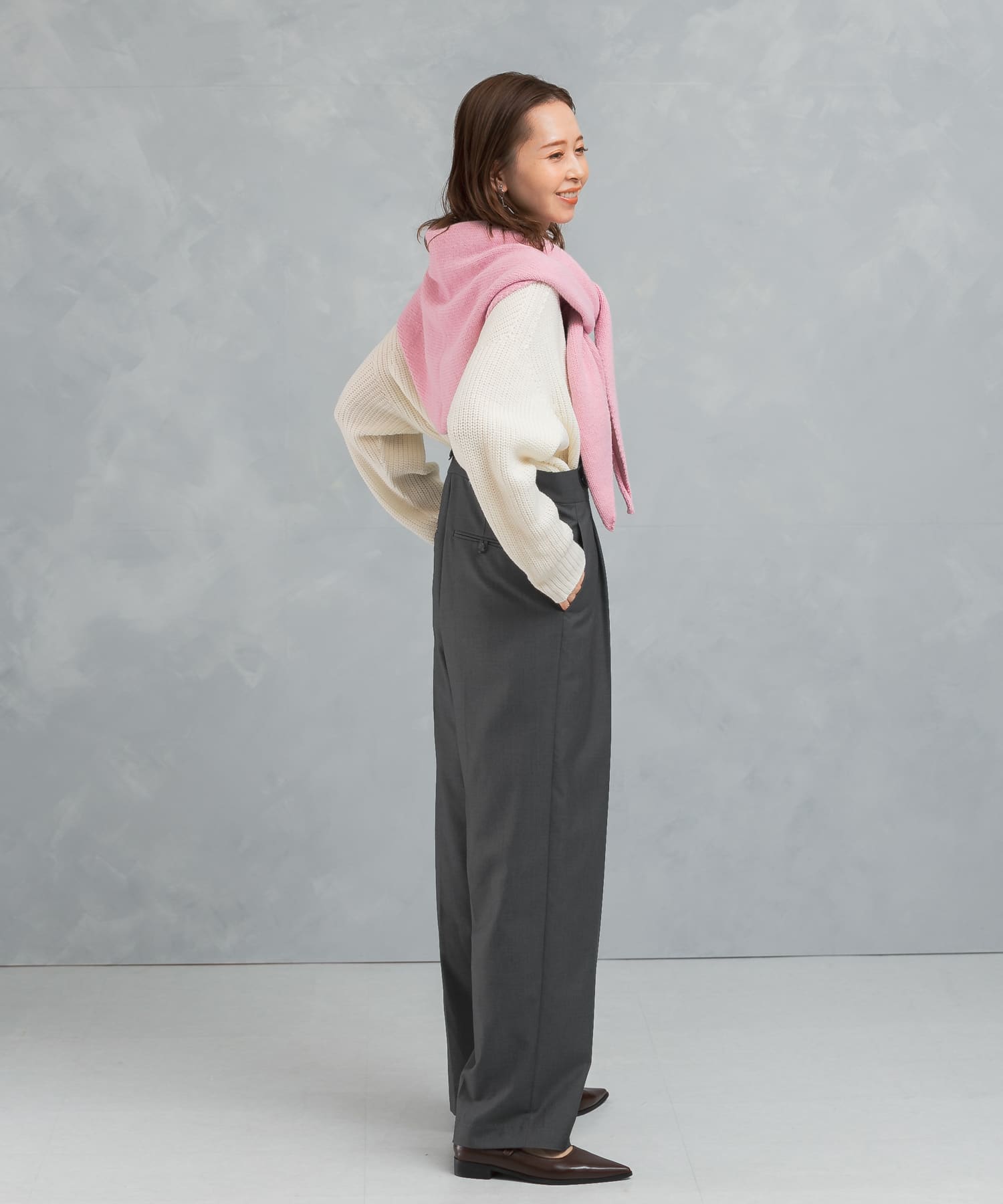 tku222様 ボートネックバックスリット畦ニット(FREE OFF WHITE): トップス