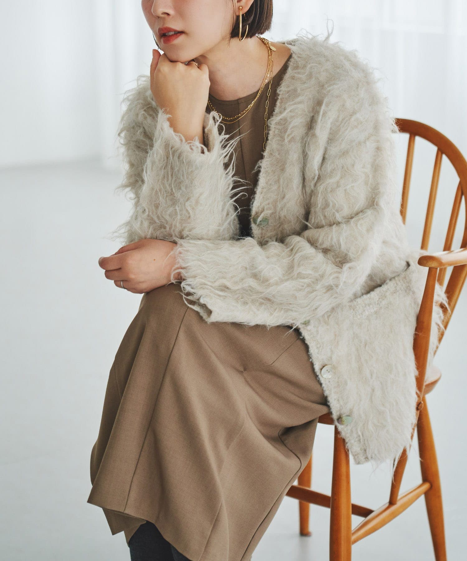 F by ROSSO　シープドッグシャギーカーディガン