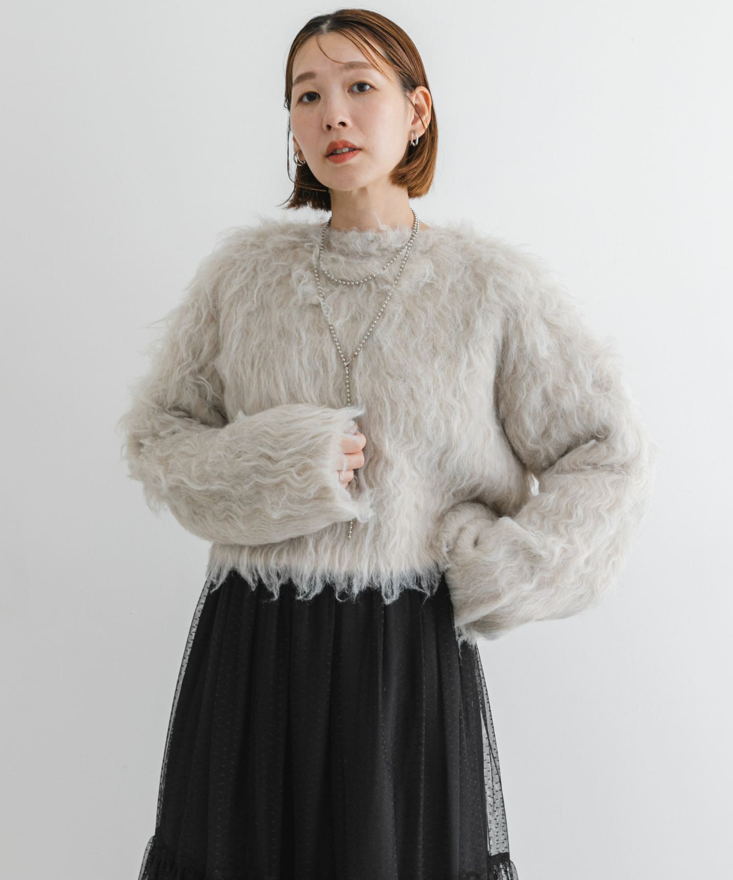 F by ROSSO　シープドッグシャギー2WAYニット