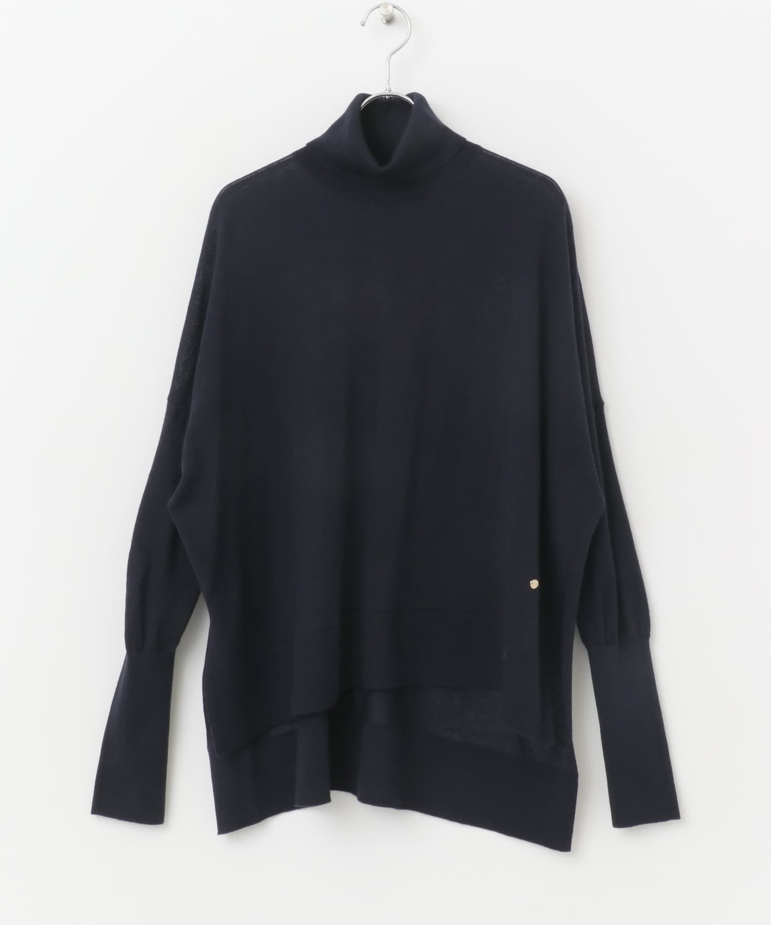 F by ROSSO　ウォッシャブル抗ピルタートルニット NAVY FREE