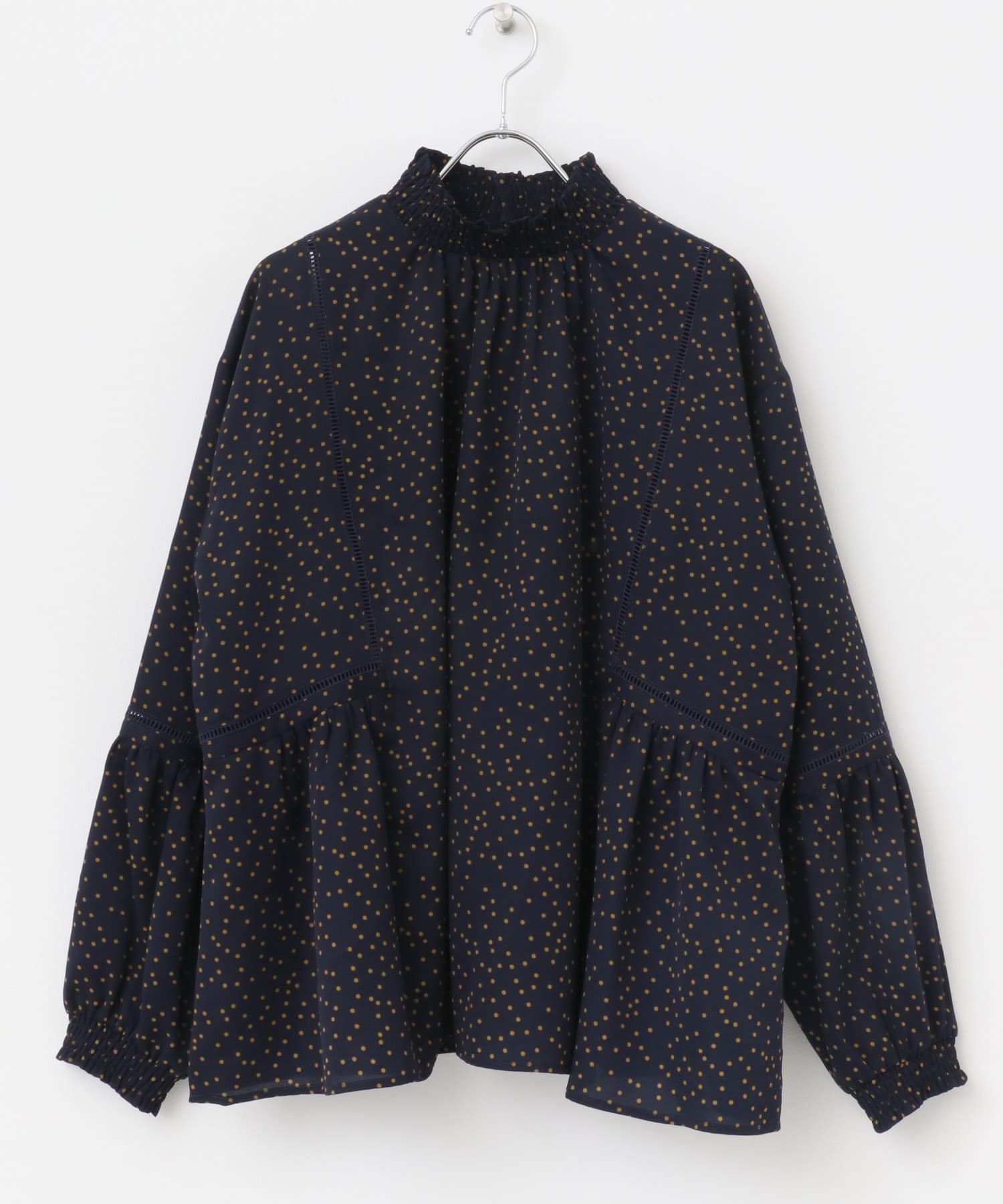 ドットシャーリングブラウス NAVY FREE