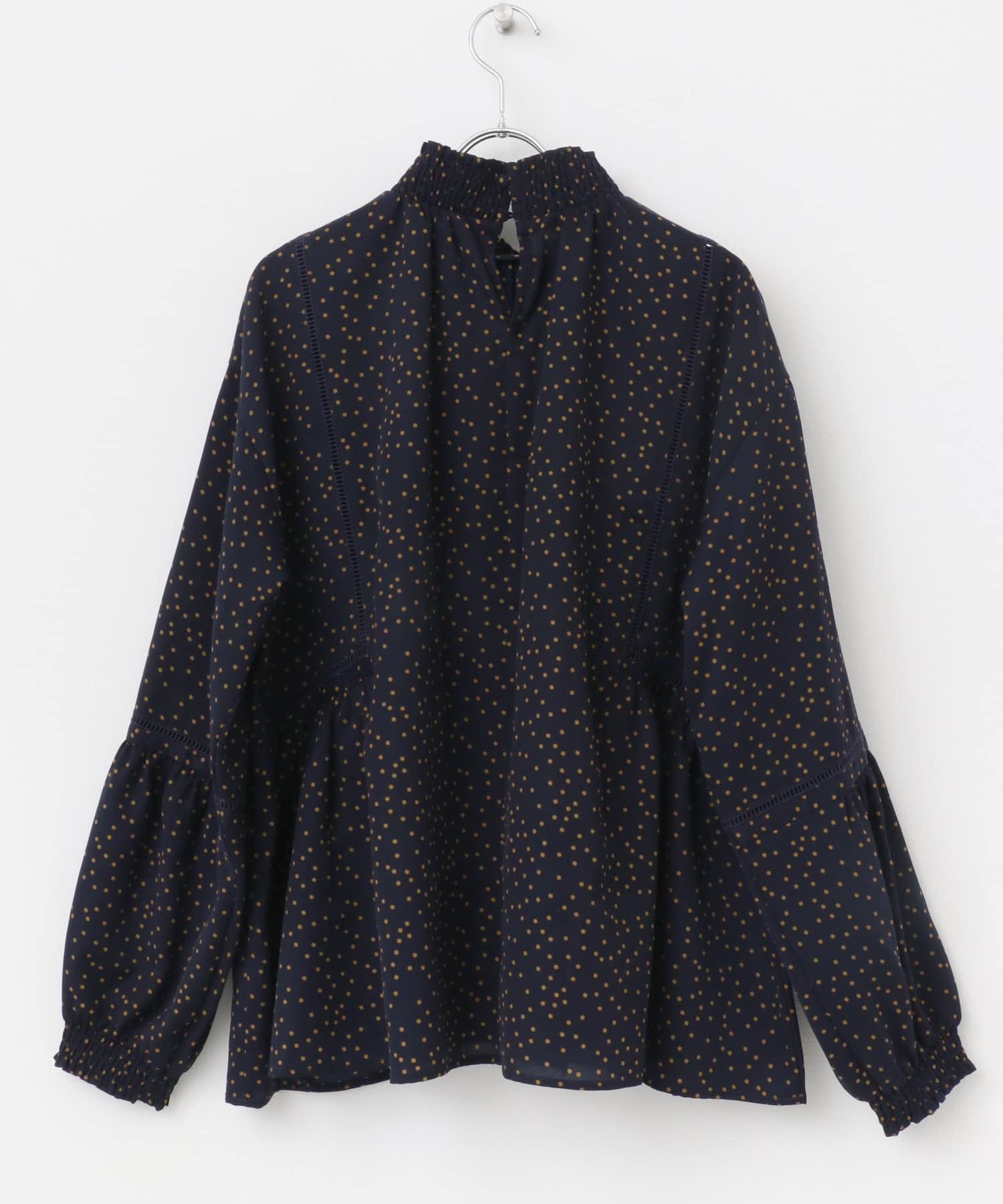 ドットシャーリングブラウス NAVY FREE