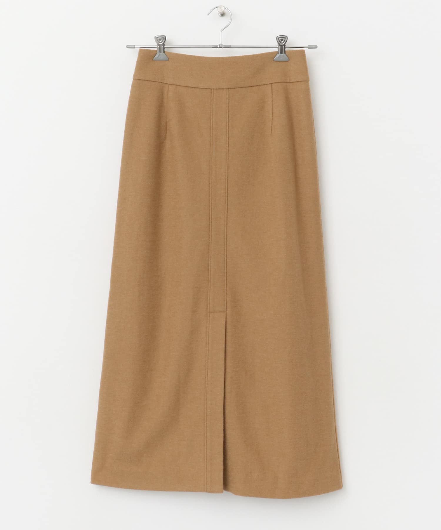 ウール混ブークレストレートスカート CAMEL 36