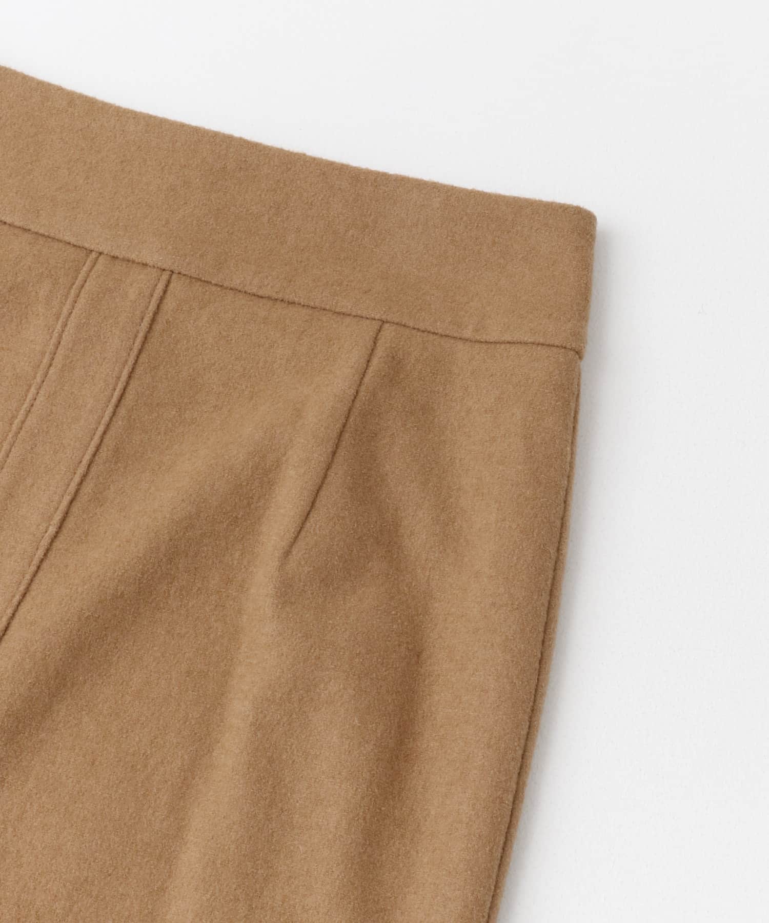 ウール混ブークレストレートスカート CAMEL 36
