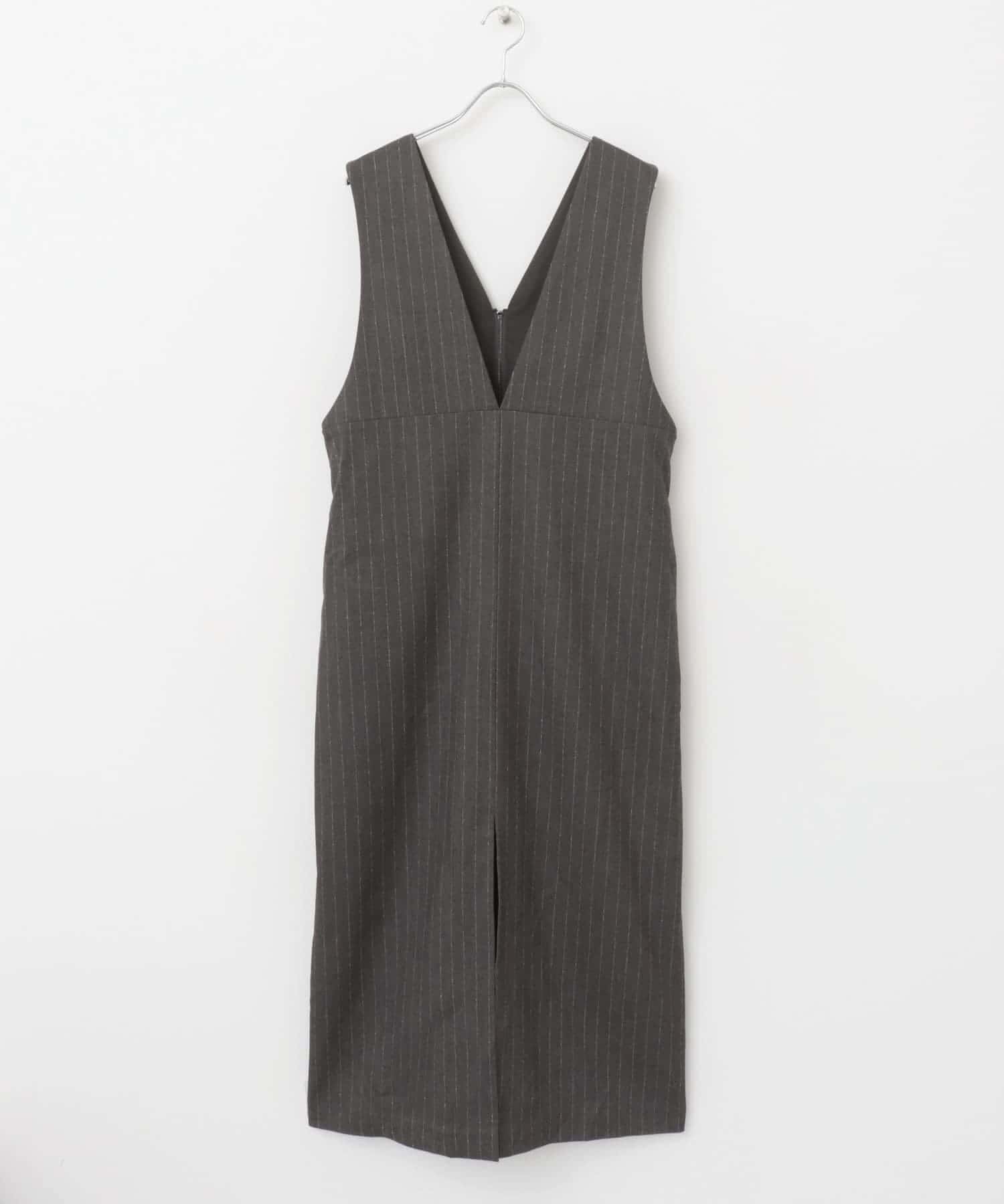 ディープVネックストライプワンピース gray 36