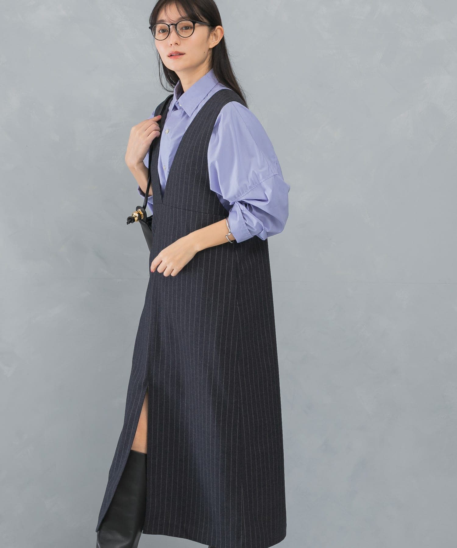 ディープVネックストライプワンピース(36 navy): ワンピース｜URBAN