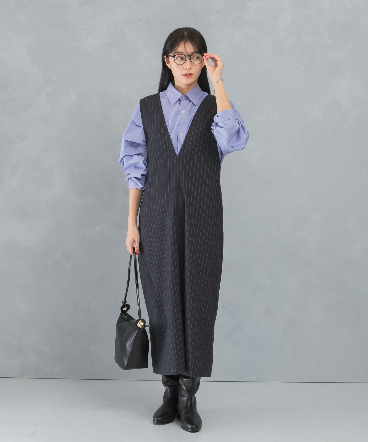 ディープVネックストライプワンピース(36 navy): ワンピース｜URBAN