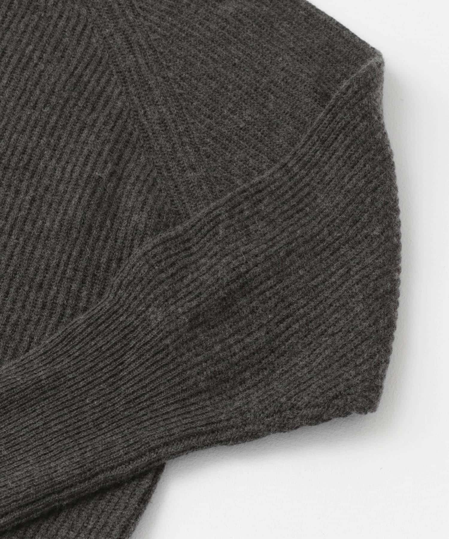 ヤク混サイドスリット畦ニットワンピース CHARCOAL FREE