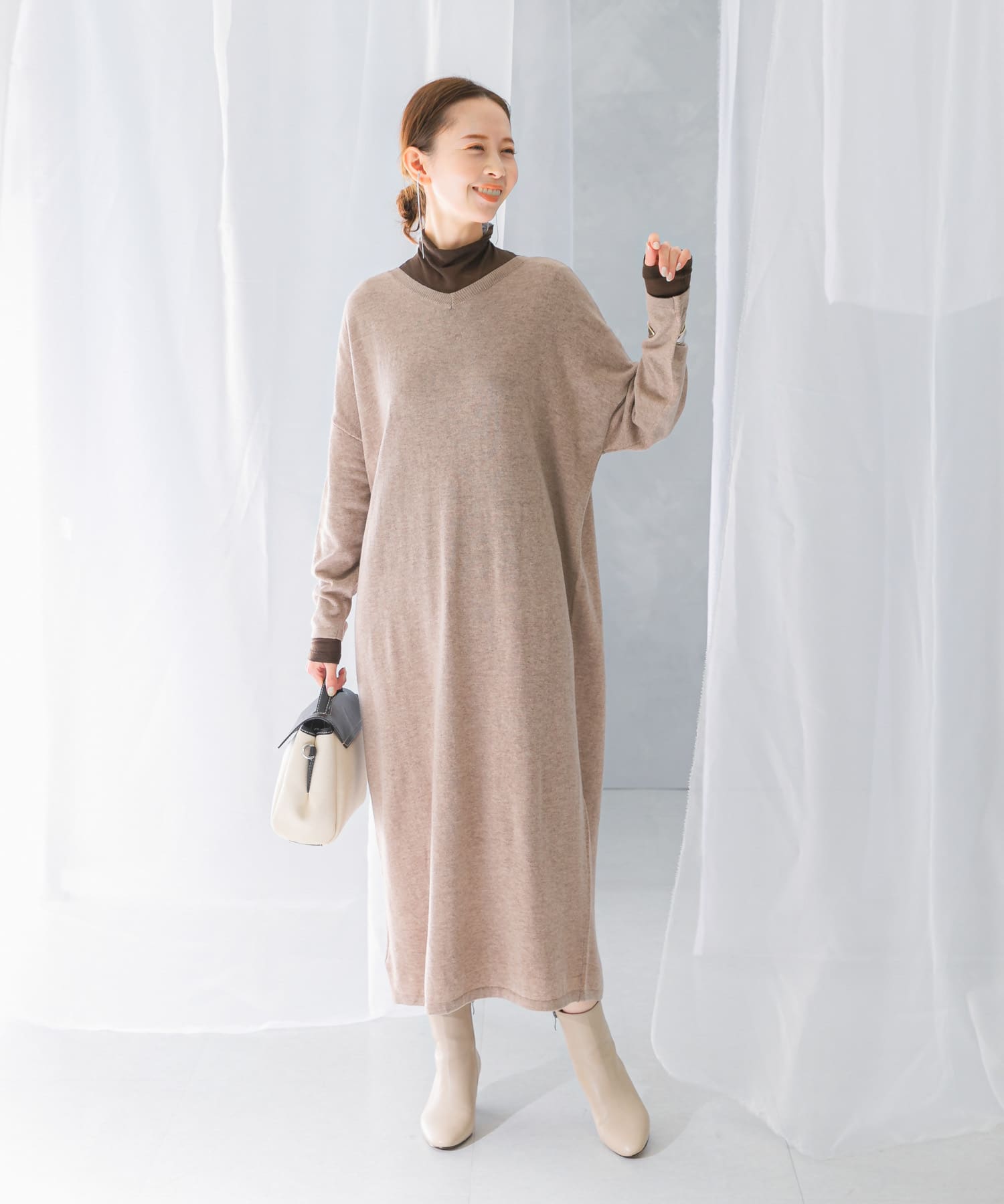 rurumu ニットワンピース 20ss rurumu ニットワンピース 20ss セール】 衿付きニットワンピース