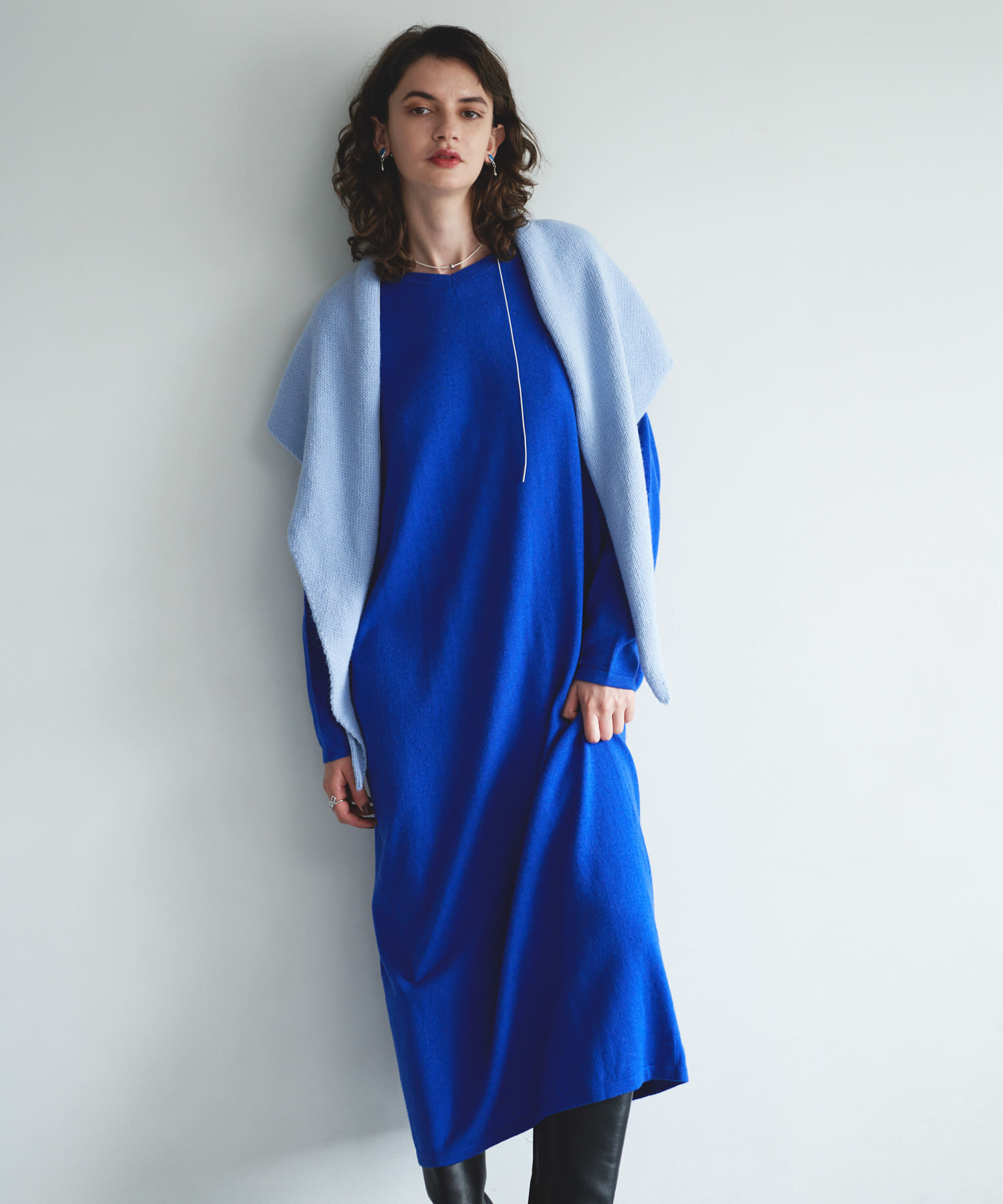 カシミヤ混2WAYニットワンピース