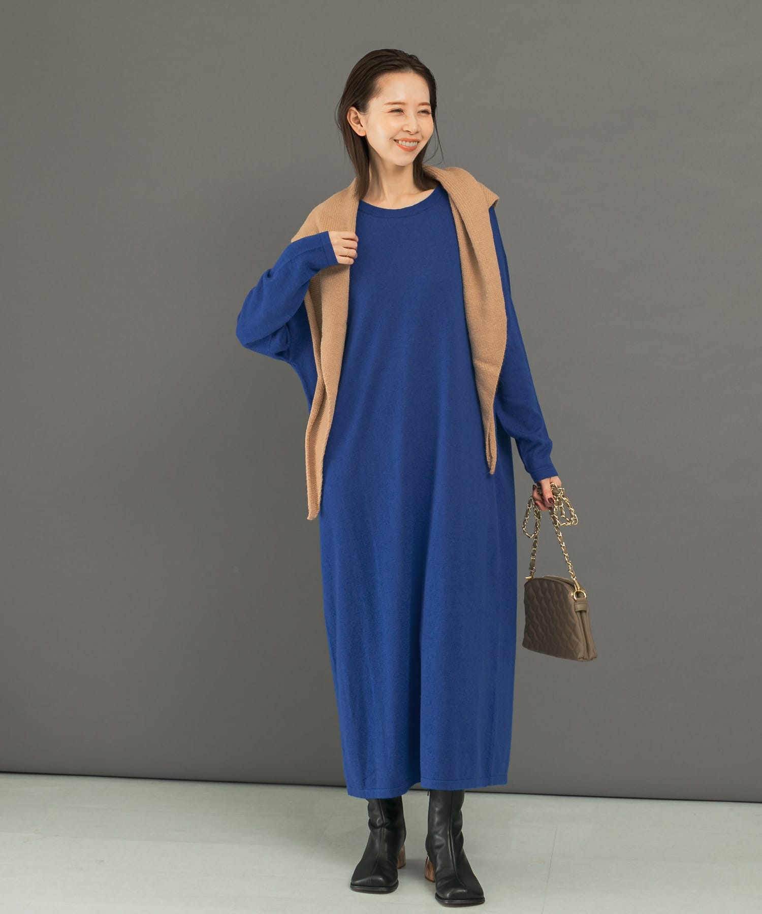 カシミヤ混2WAYニットワンピース(FREE D/NAVY): ワンピース｜URBAN