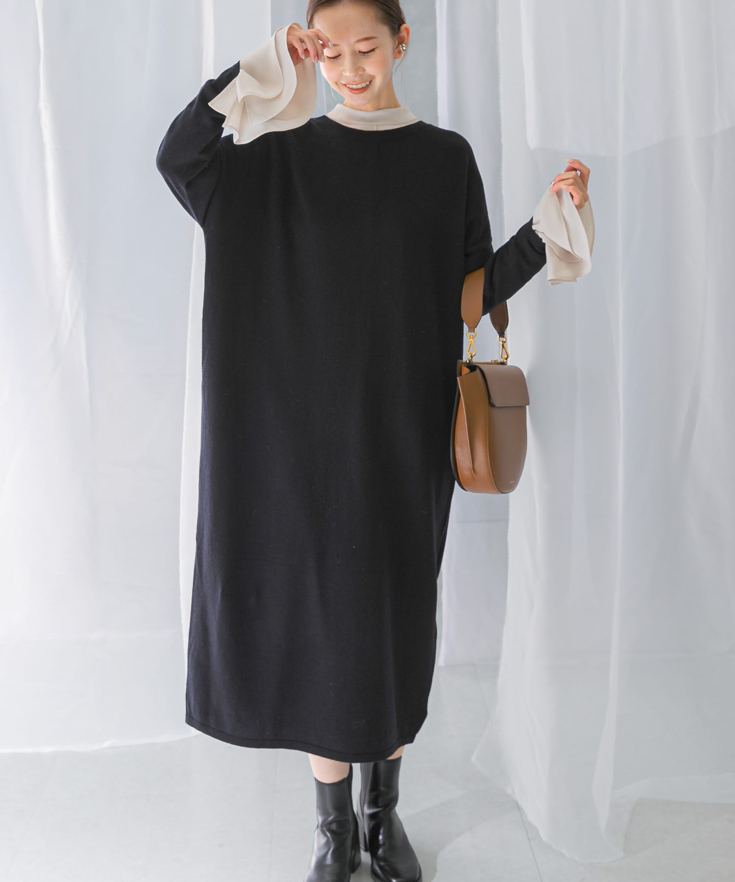 カシミヤ混2WAYニットワンピース
