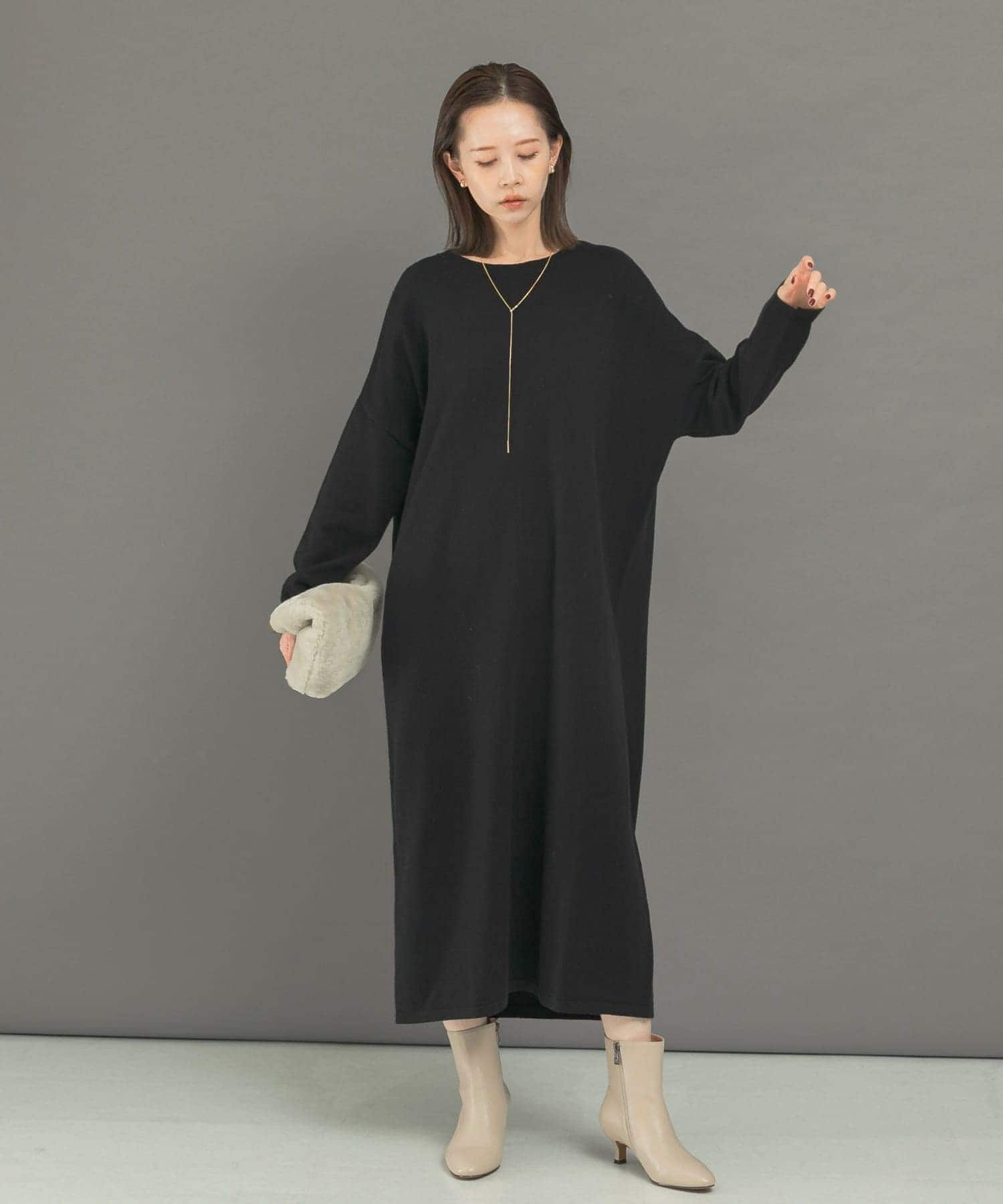 カシミヤ混2WAYニットワンピース(FREE D/NAVY): ワンピース｜URBAN