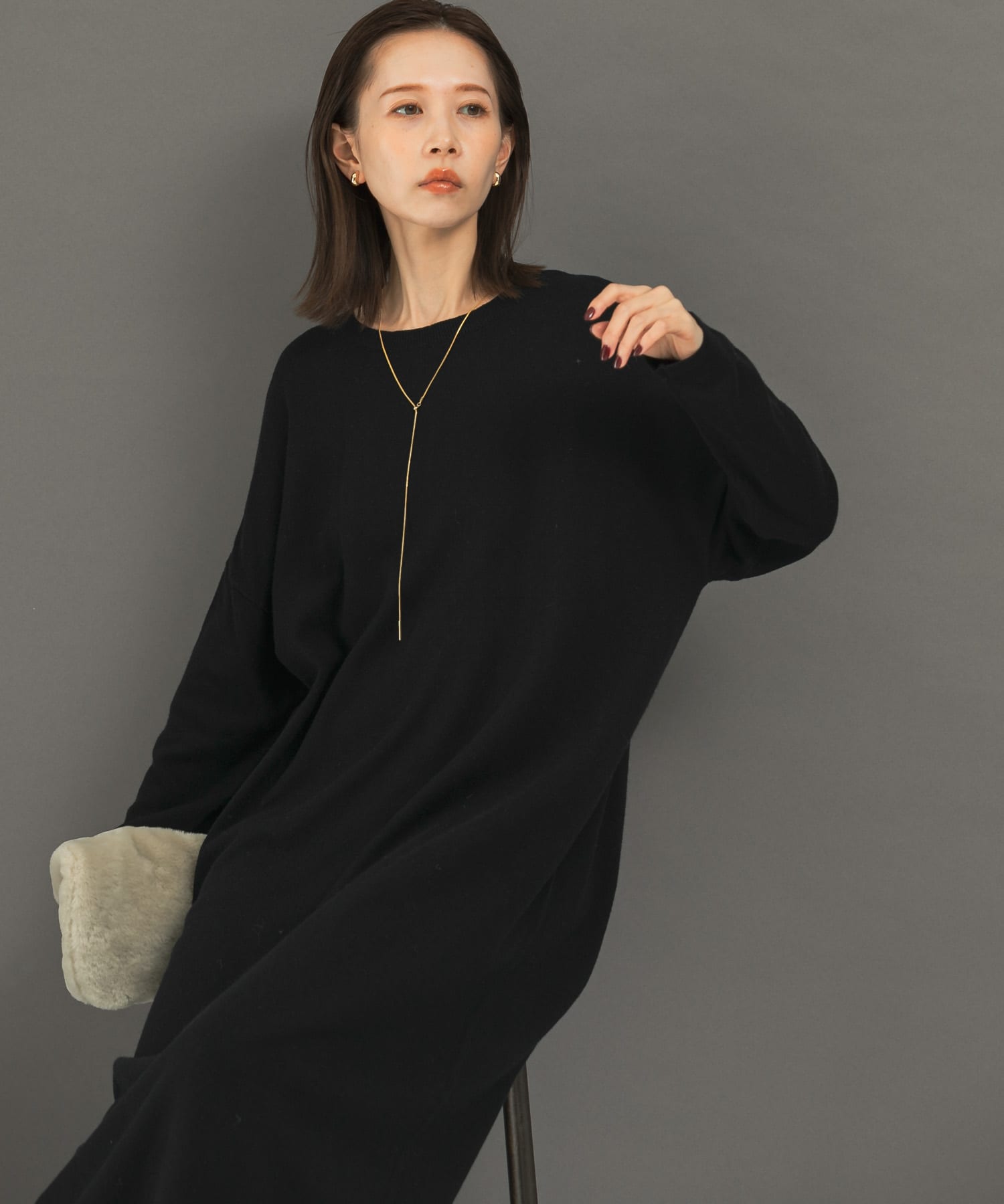 カシミヤ混2WAYニットワンピース(FREE D/NAVY): ワンピース｜URBAN