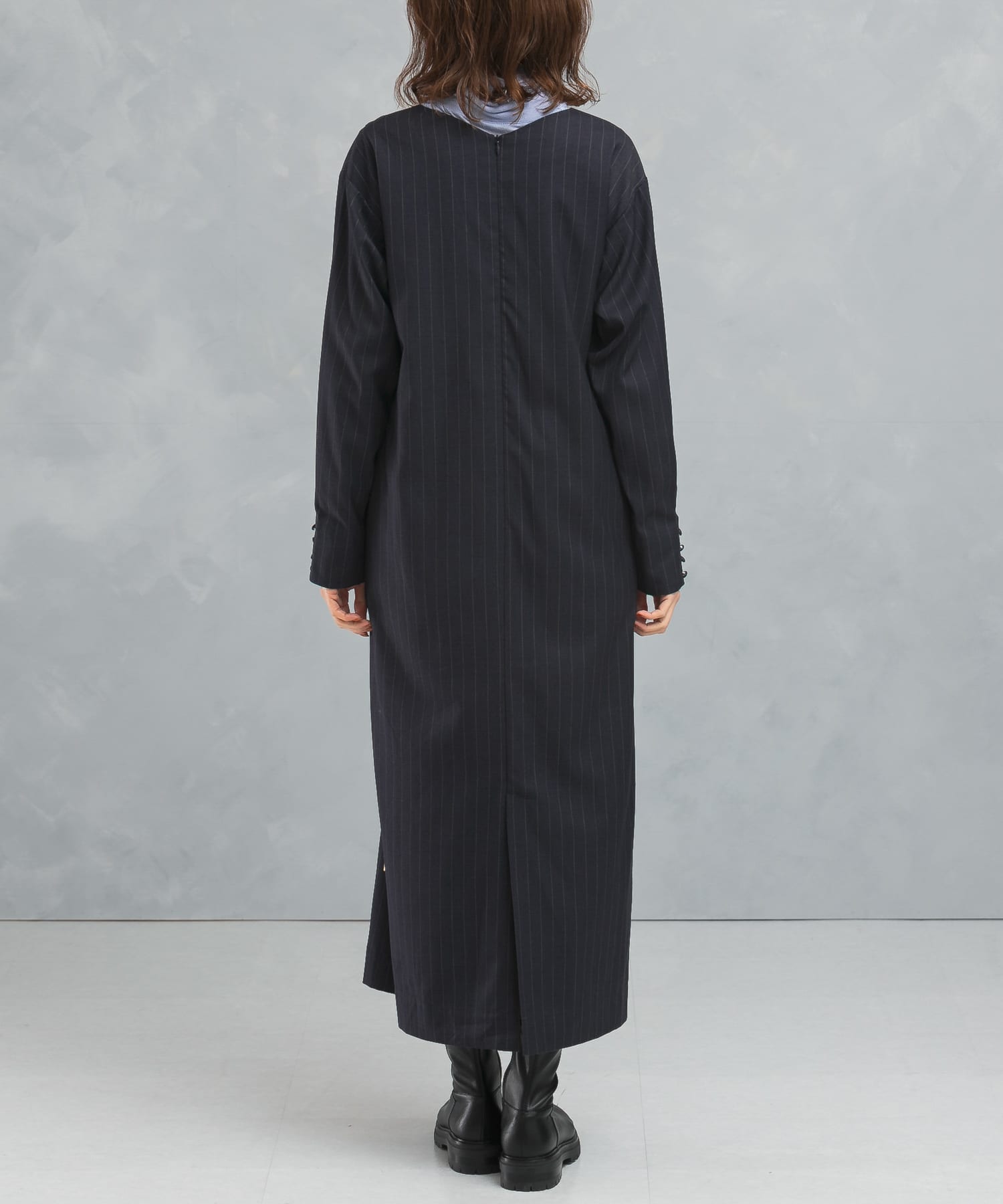 リエス　クルーネックワンピース ゼロハリバートン】ZHG-W5S4b | French Sleeve Mock Neck Dress