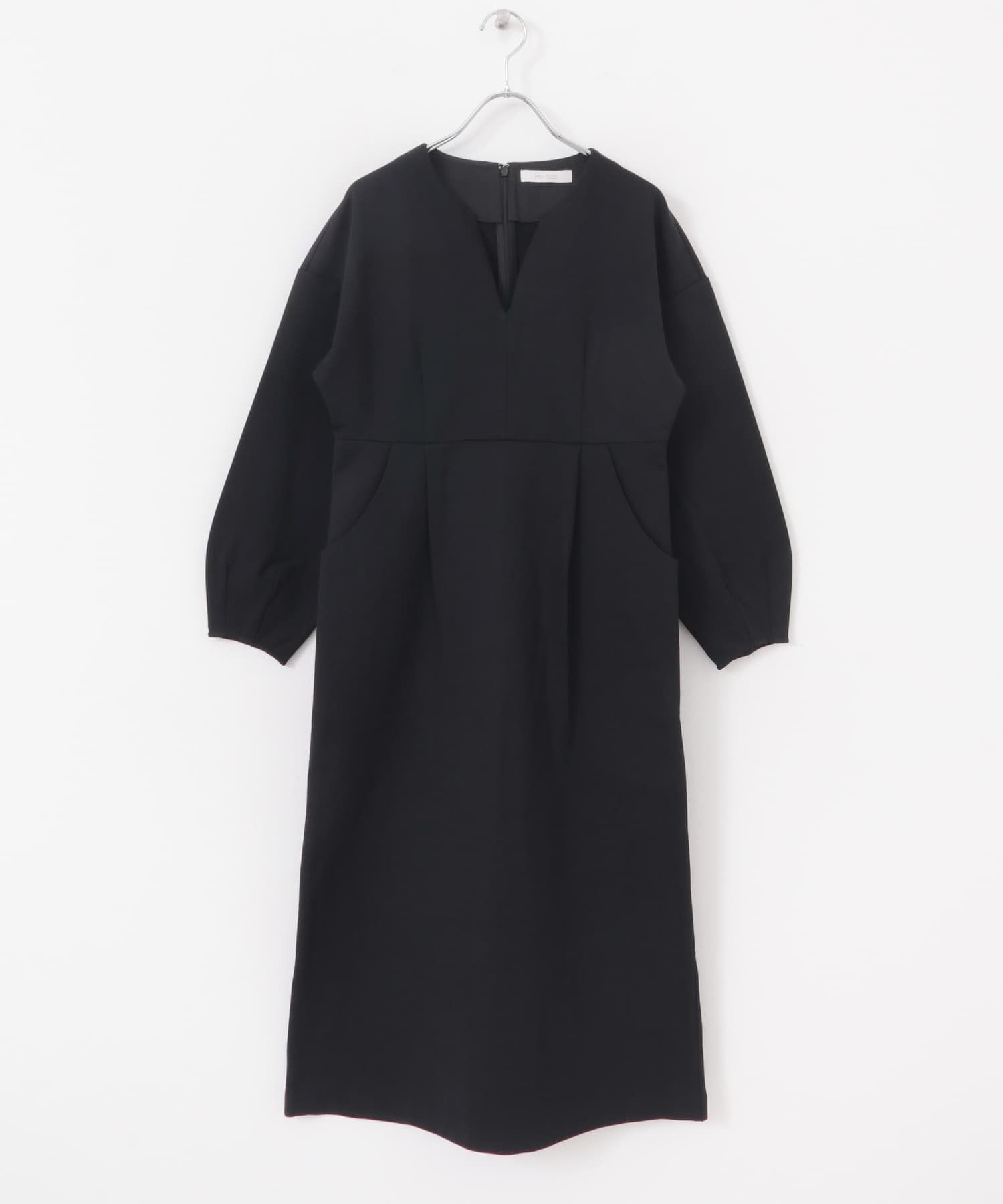 F by ROSSO　『UR TECH』裏起毛ポンチワンピース BLACK 36
