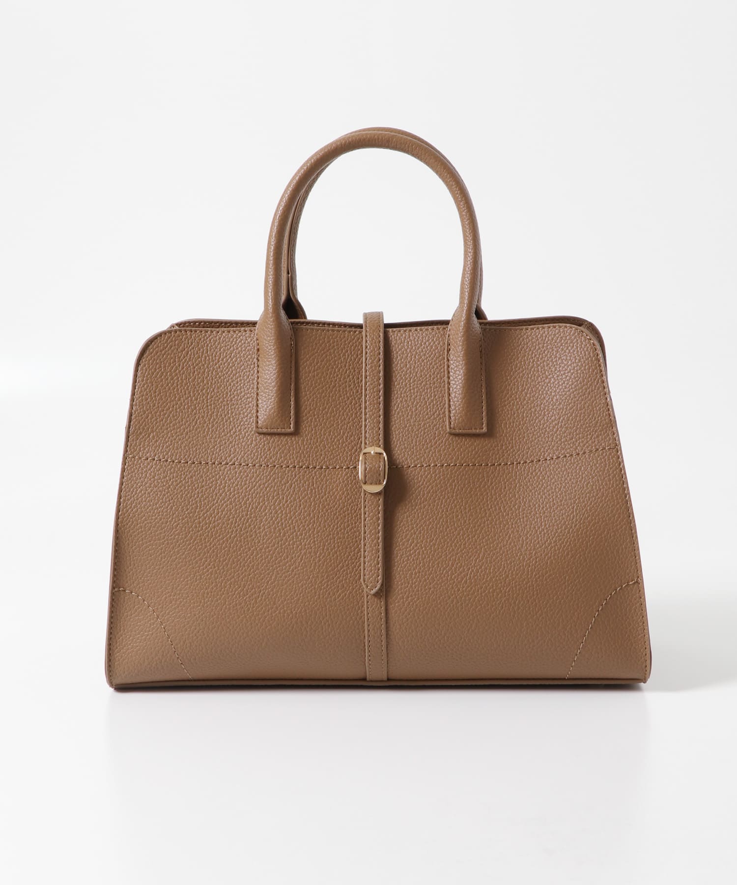 『再入荷』ベルト付ステッチトートバッグ BROWN -