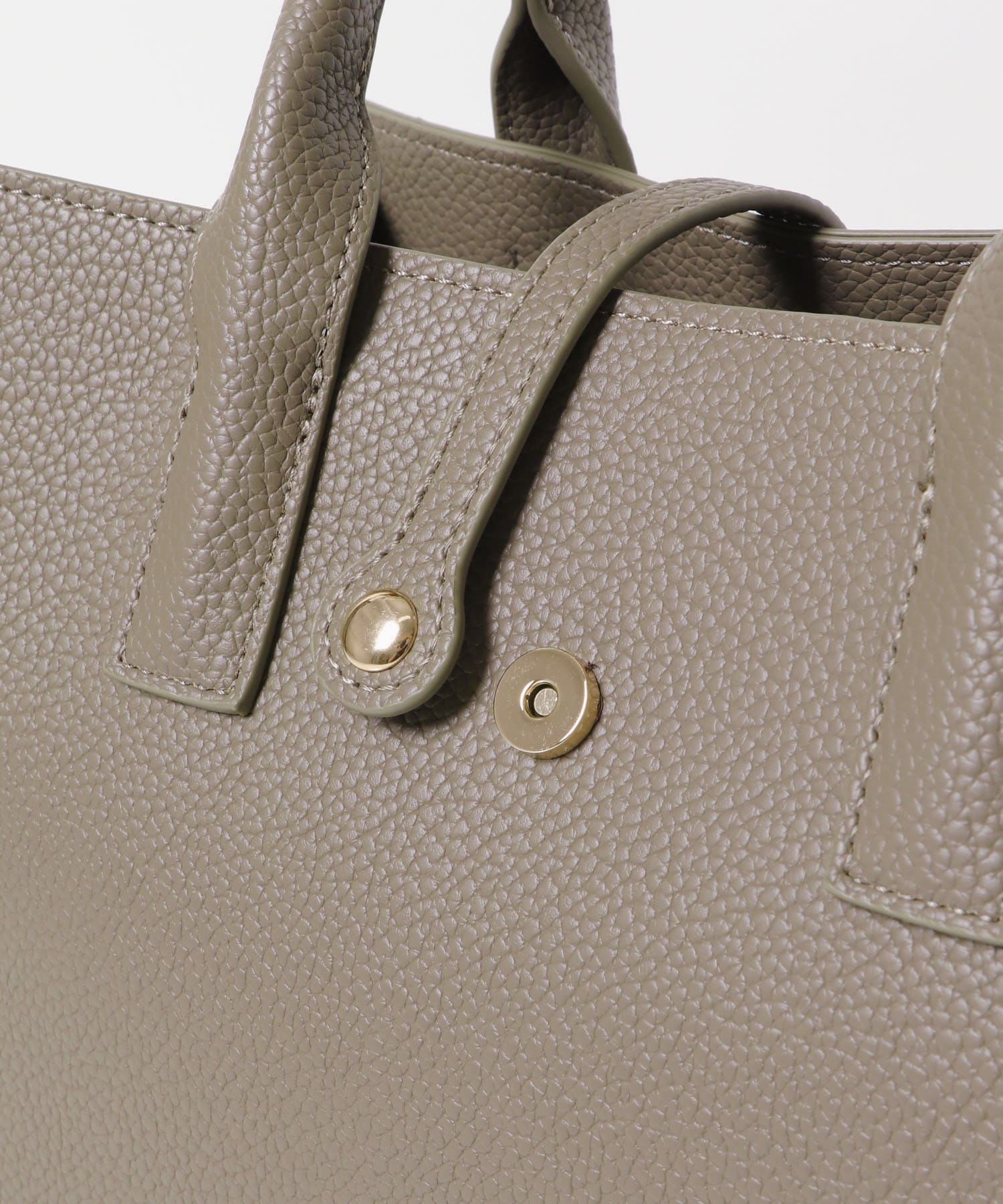 『再入荷』ベルト付ステッチトートバッグ GREIGE -