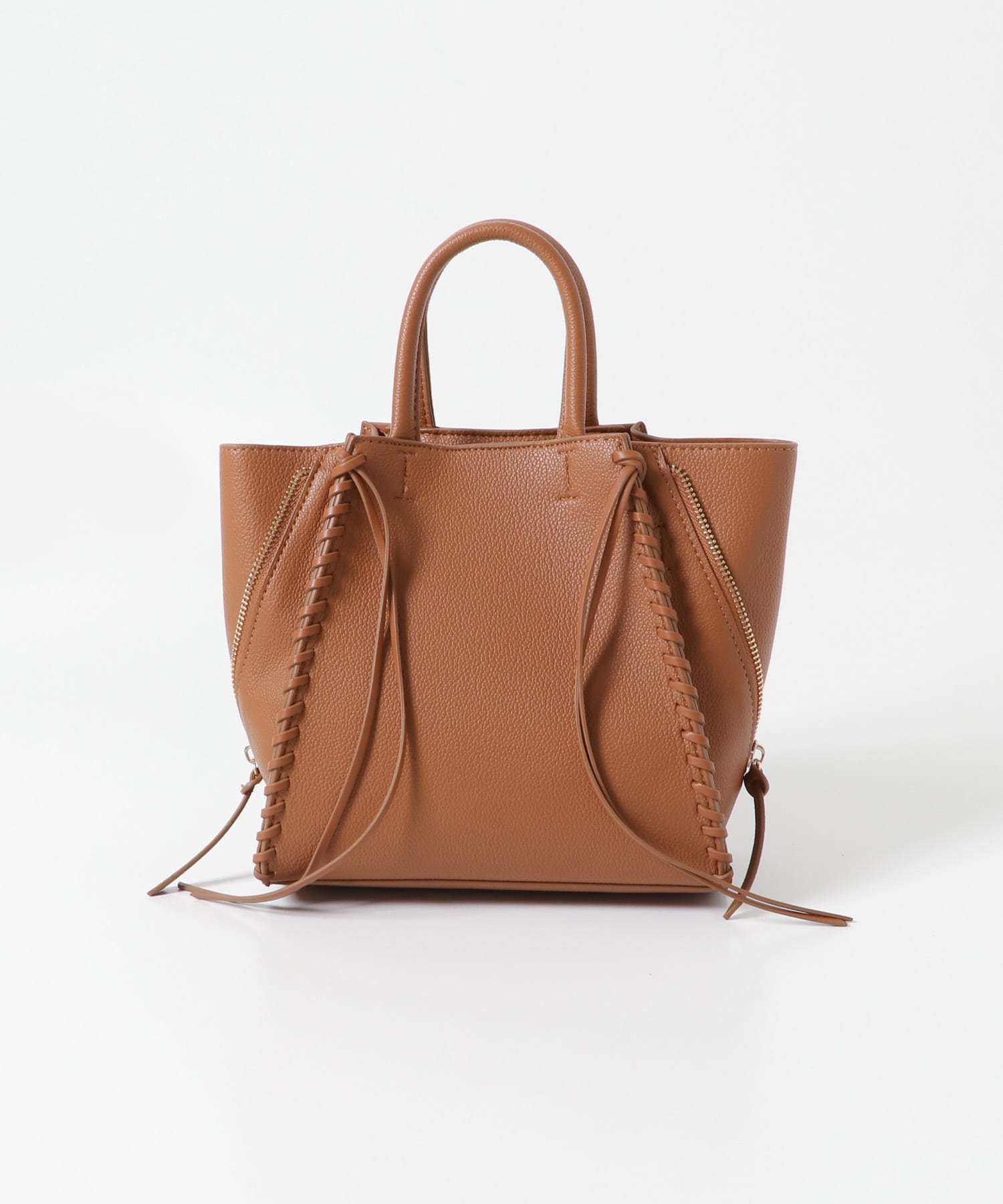 サイドジップミニトート BROWN -