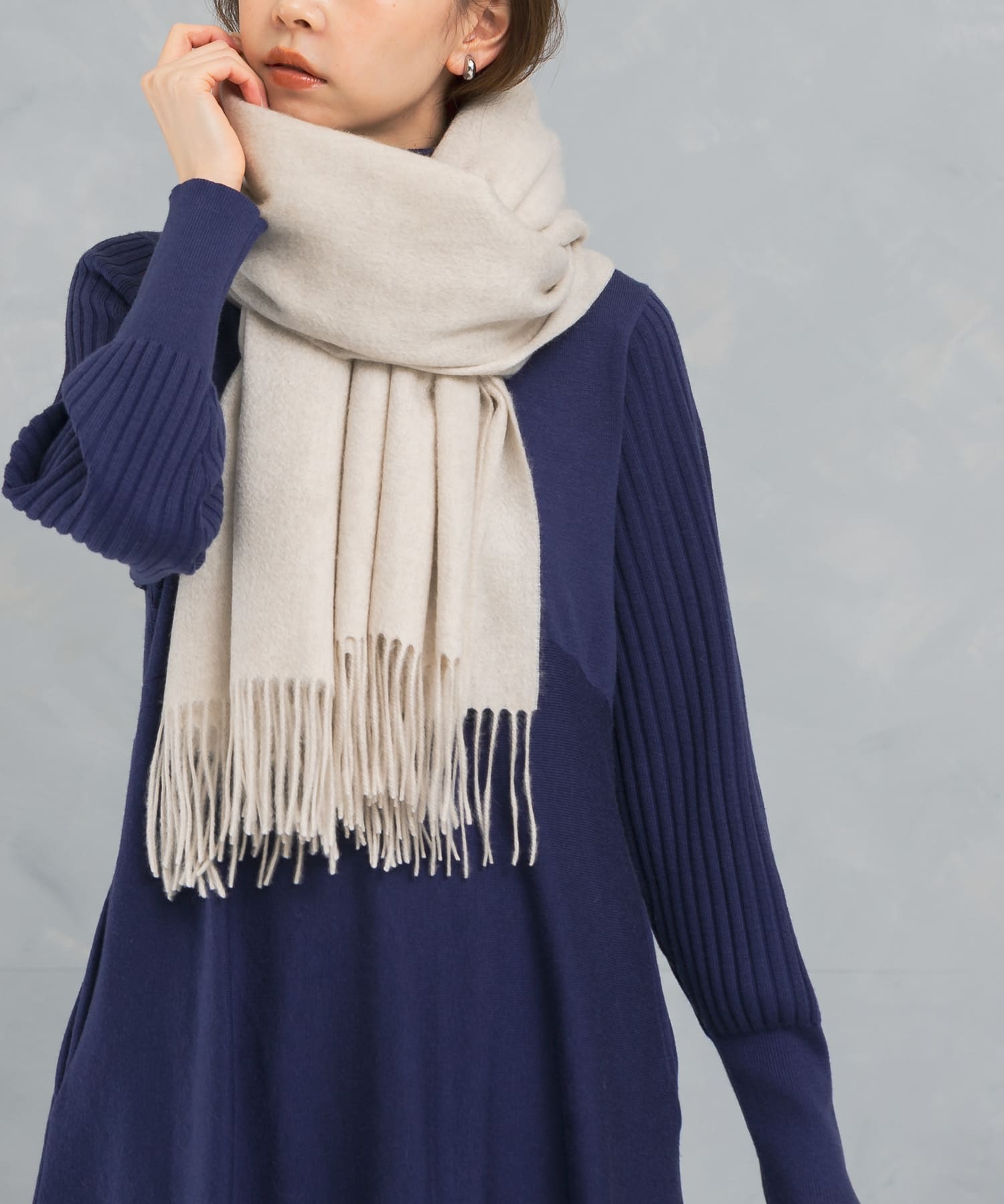 カシミヤストール offwhite FREE