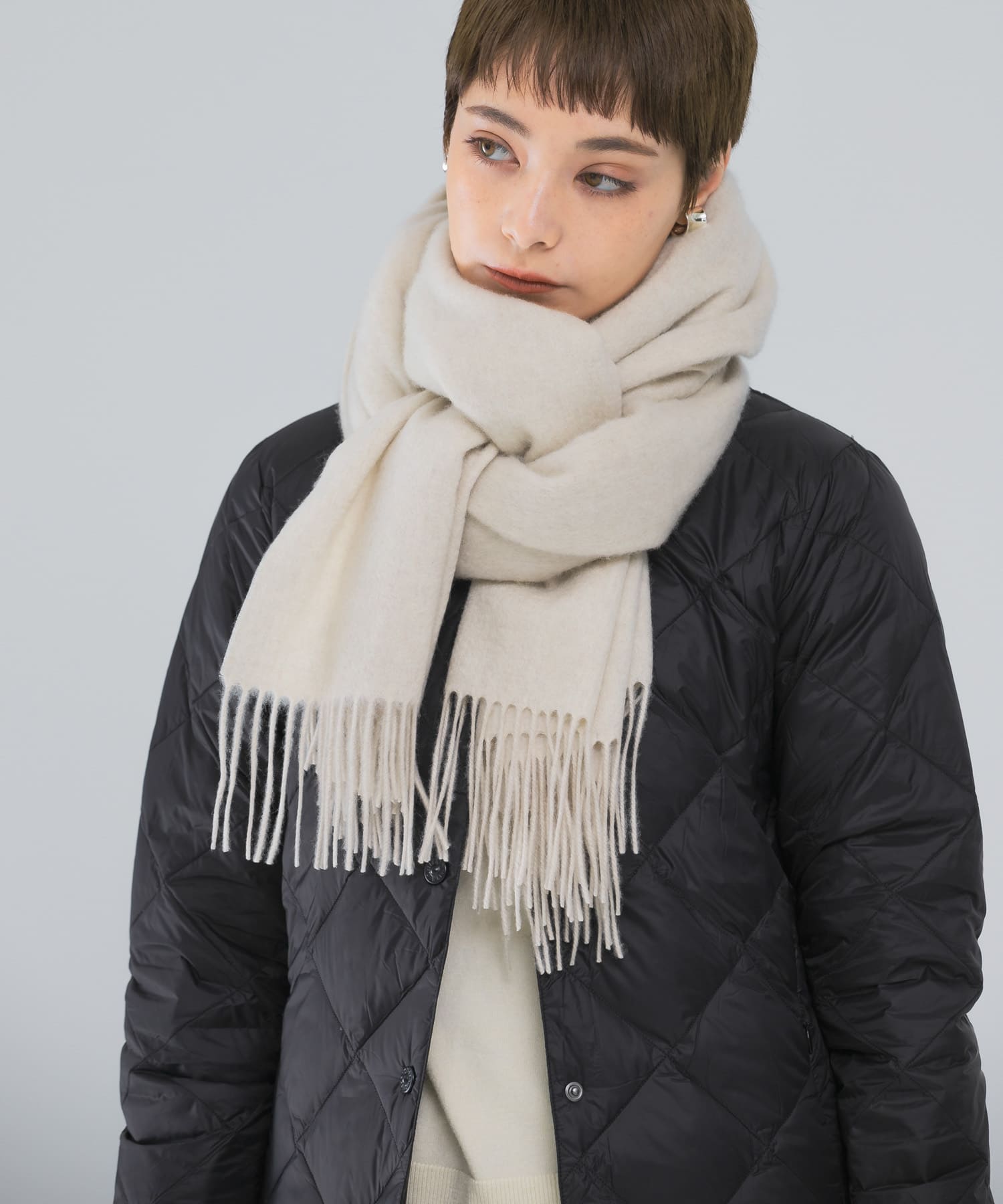 カシミヤストール offwhite FREE