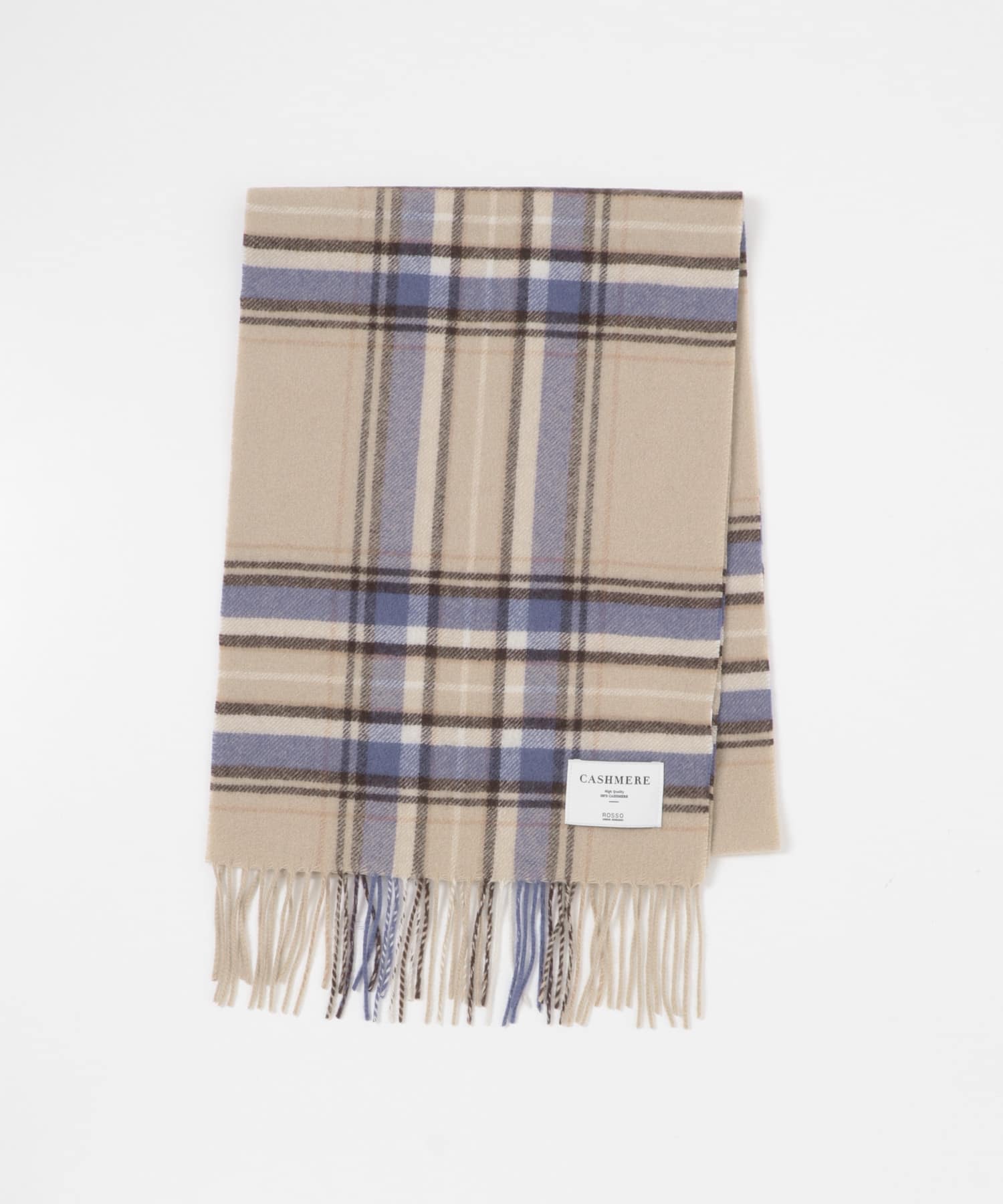 カシミヤチェックマフラー BEIGE FREE