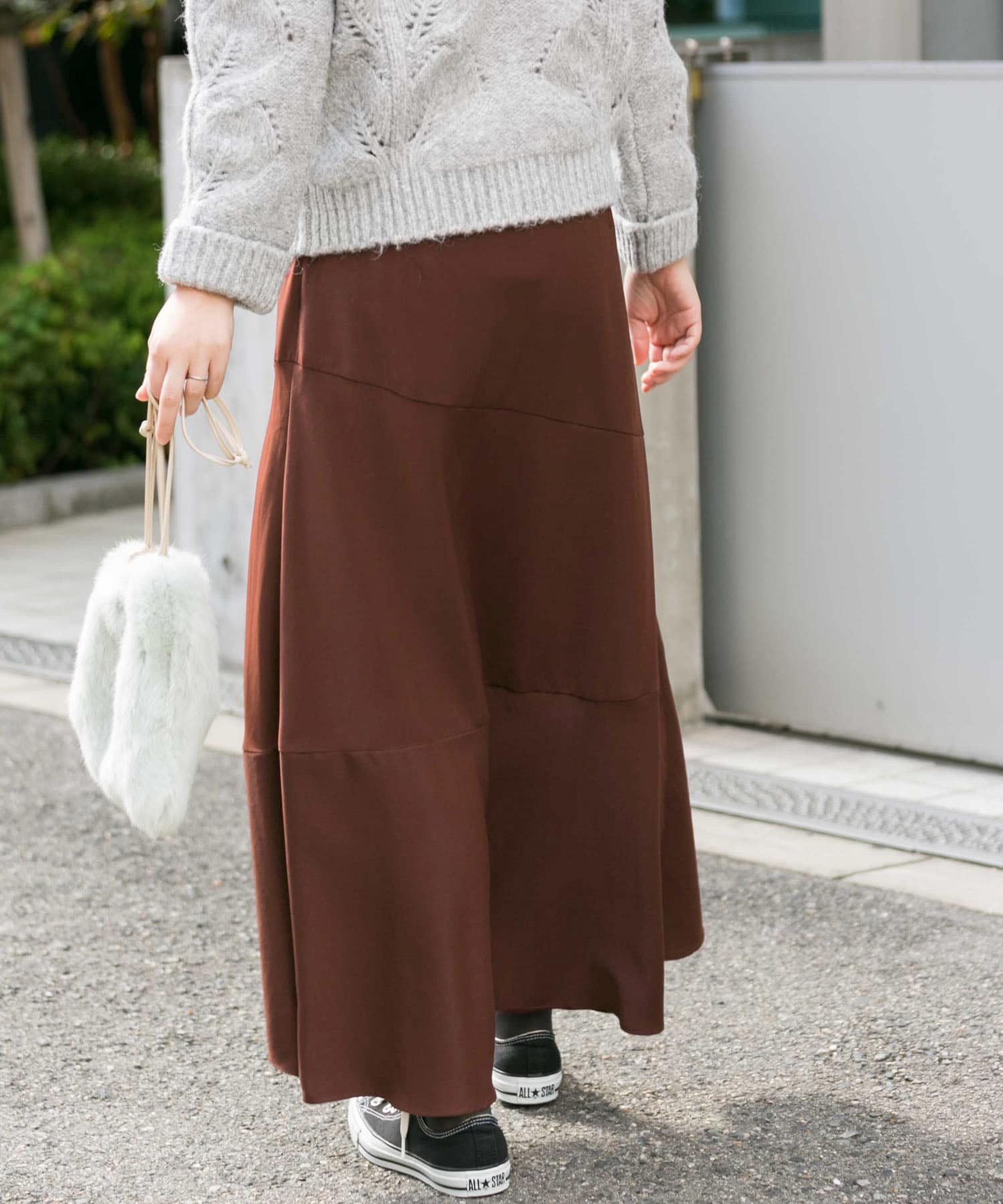ヘムフレアマキシスカート∴ BROWN 36