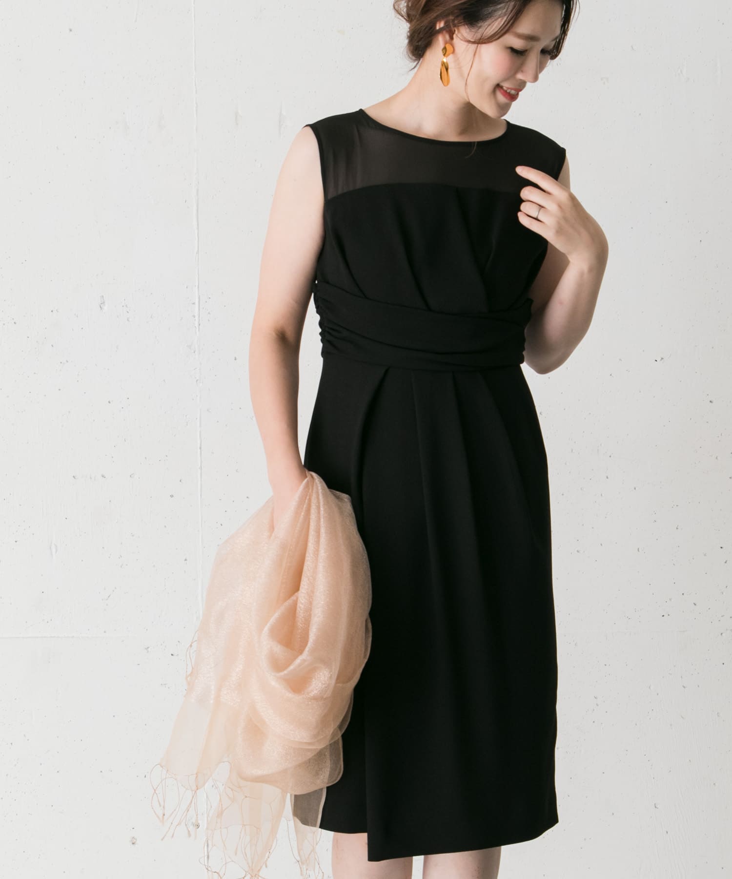 ラップシアーヨークドレス∴ BLACK FREE