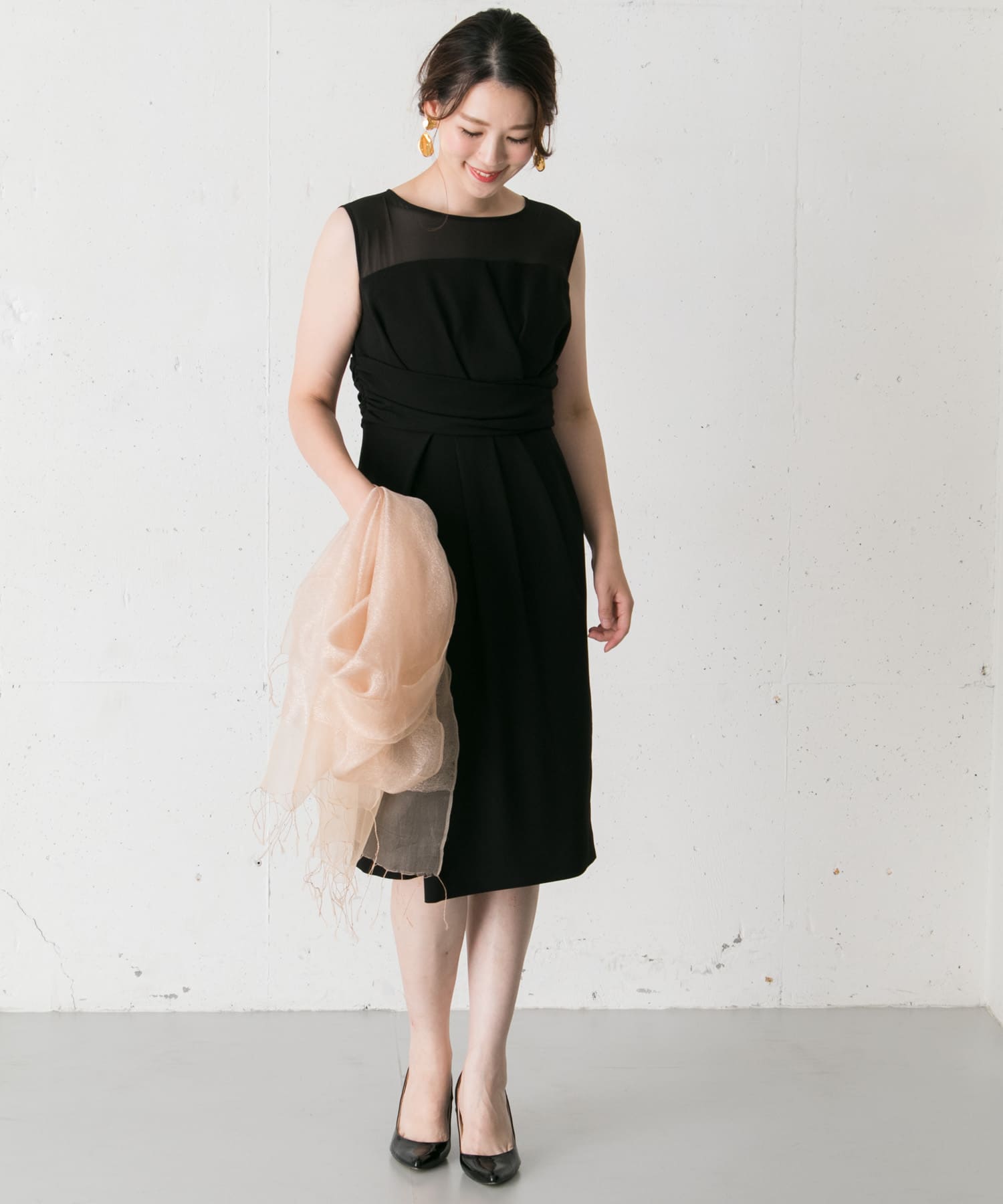 ラップシアーヨークドレス∴ BLACK FREE