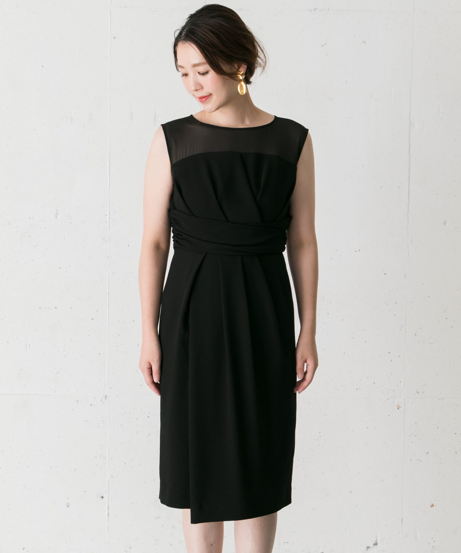 ラップシアーヨークドレス∴ BLACK FREE