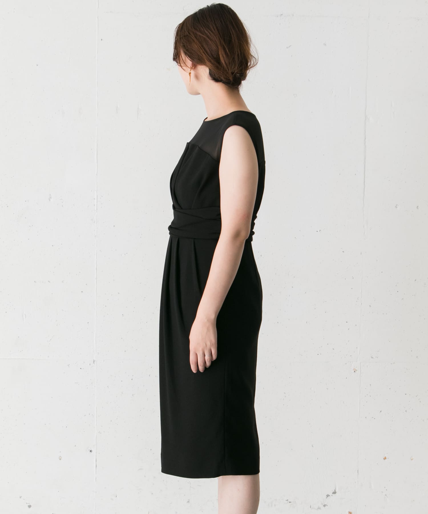 ラップシアーヨークドレス∴ BLACK FREE