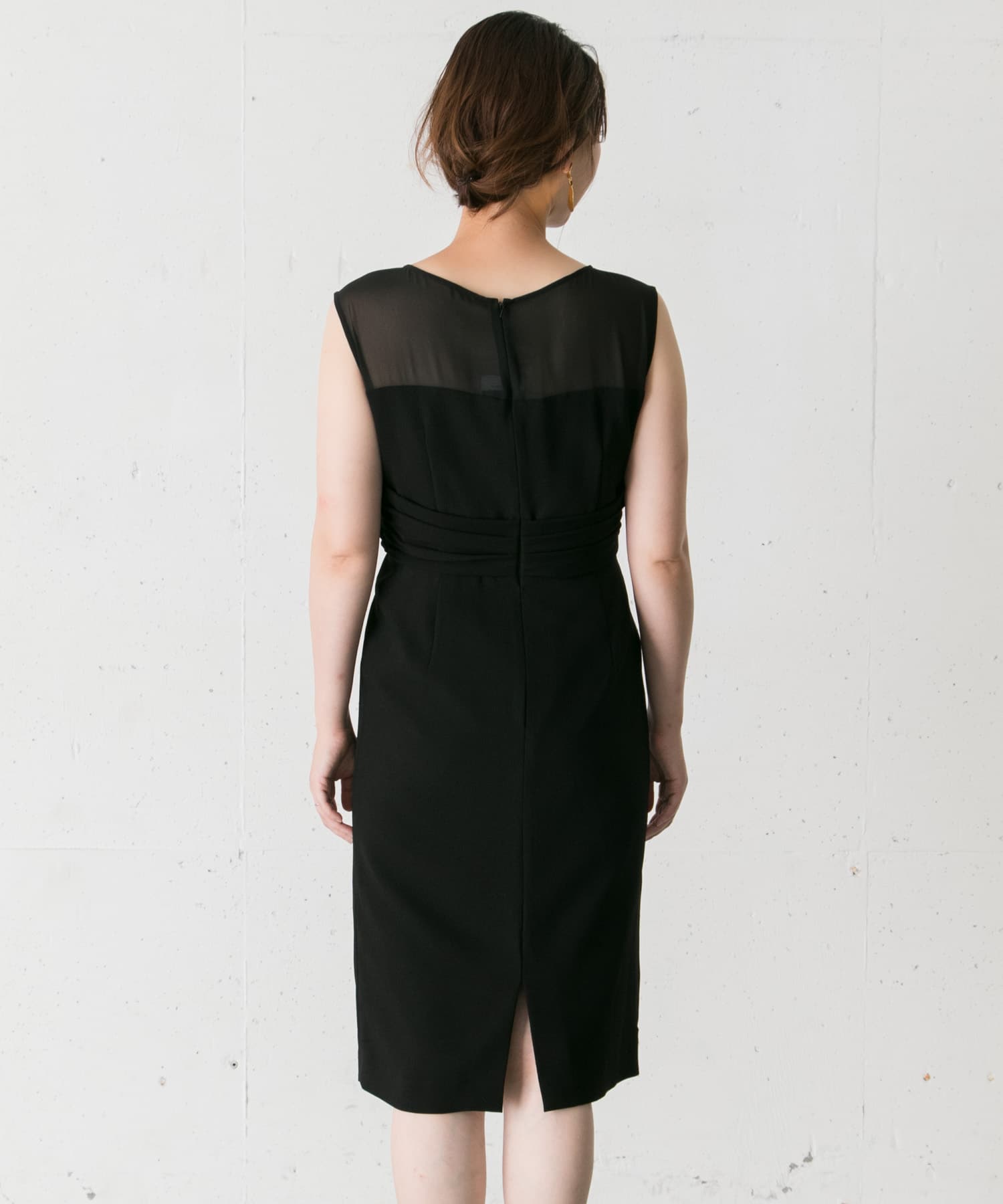 ラップシアーヨークドレス∴ BLACK FREE