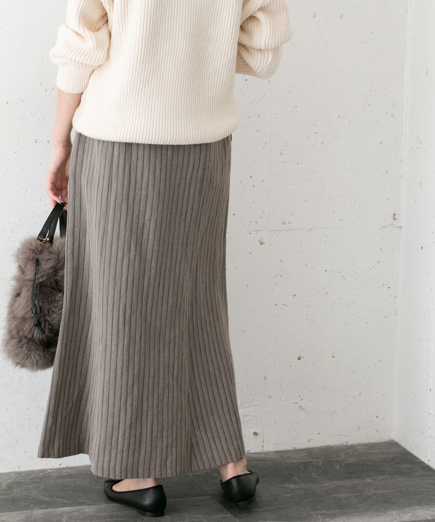 ウールリネンヘリンボンスカート∴ GRAY 36