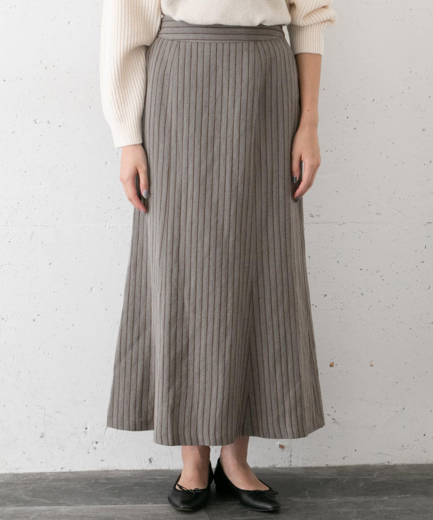 ウールリネンヘリンボンスカート∴ GRAY 36