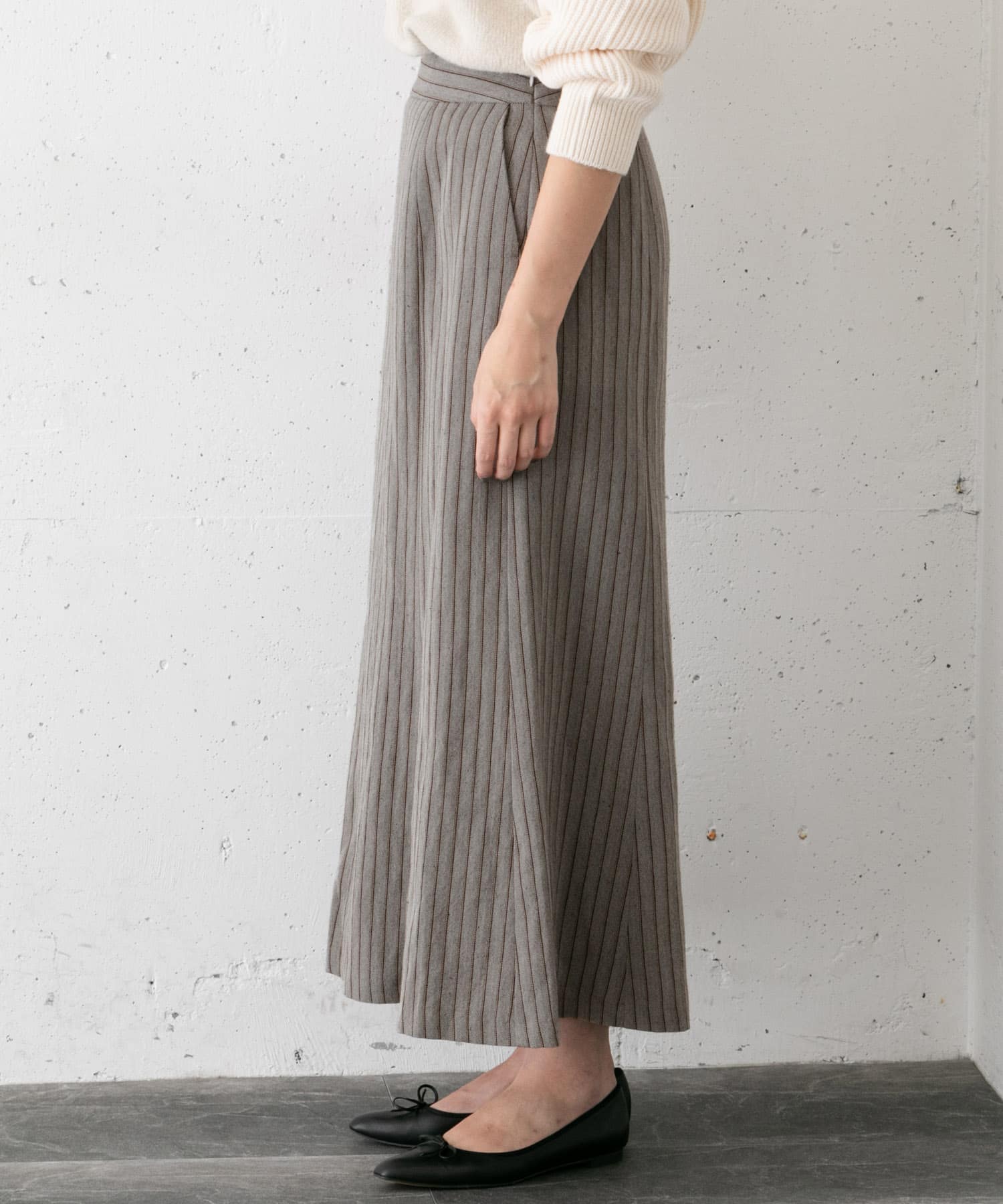 ウールリネンヘリンボンスカート∴ GRAY 36