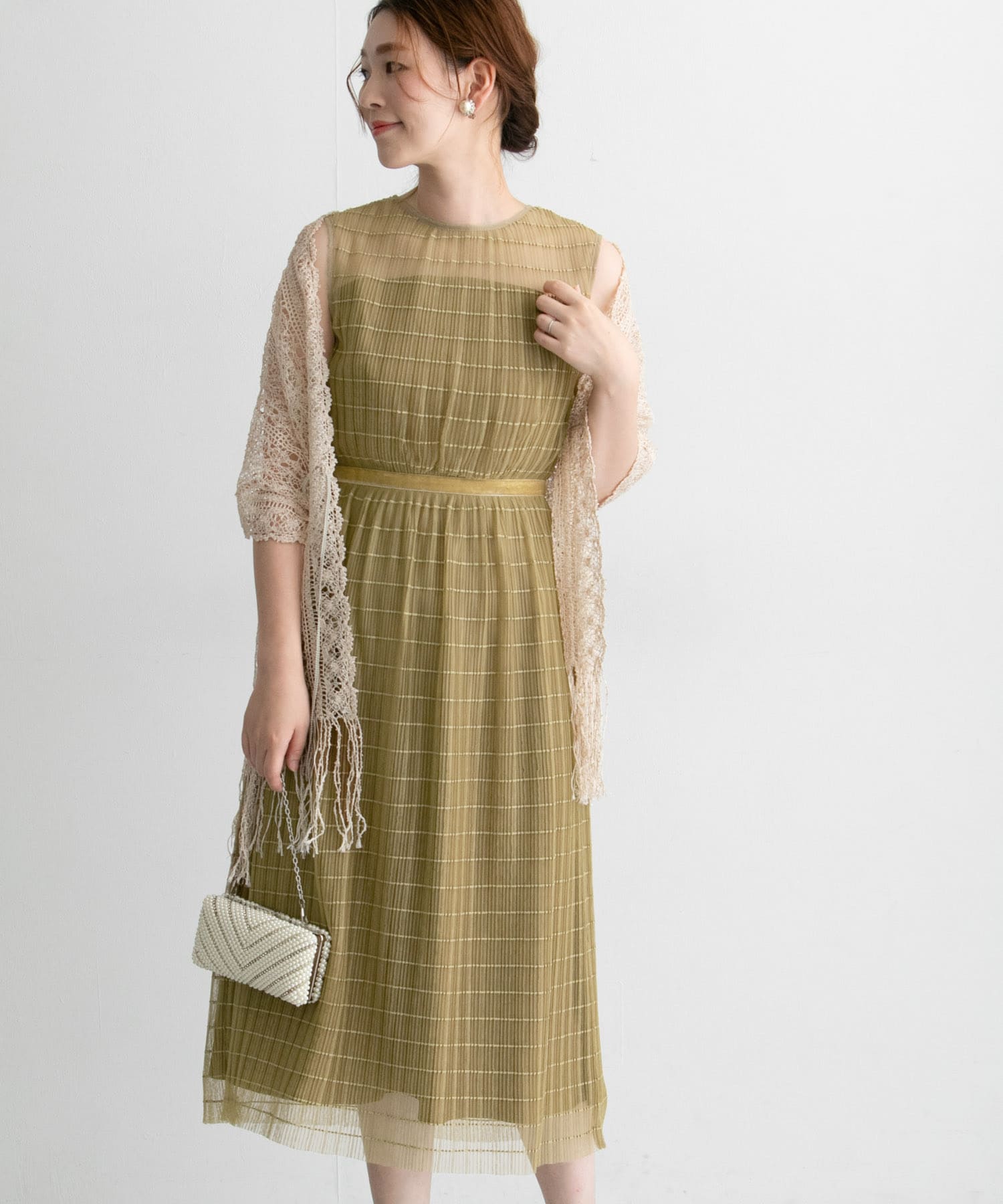 ボーダーチュールドレス BEIGE FREE