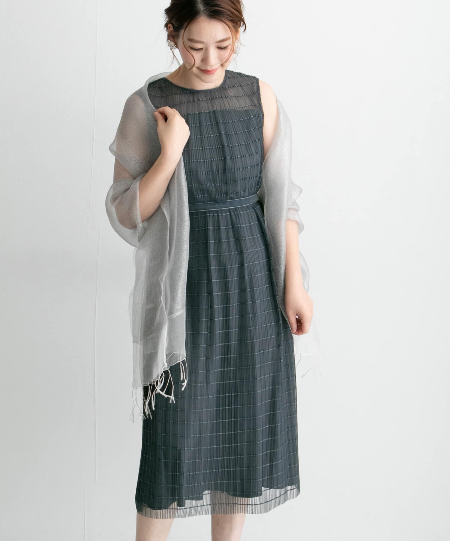 ボーダーチュールドレス G/CHARCOAL FREE
