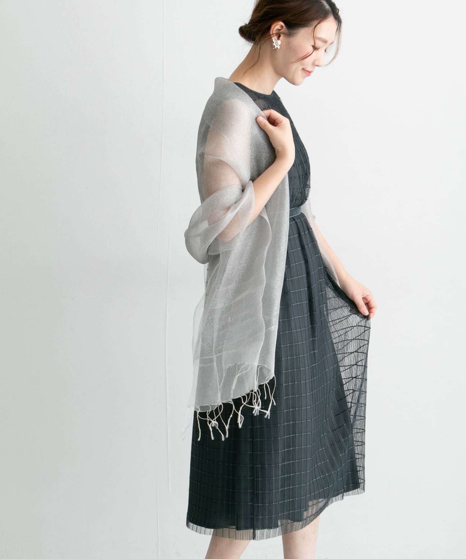 ボーダーチュールドレス G/CHARCOAL FREE