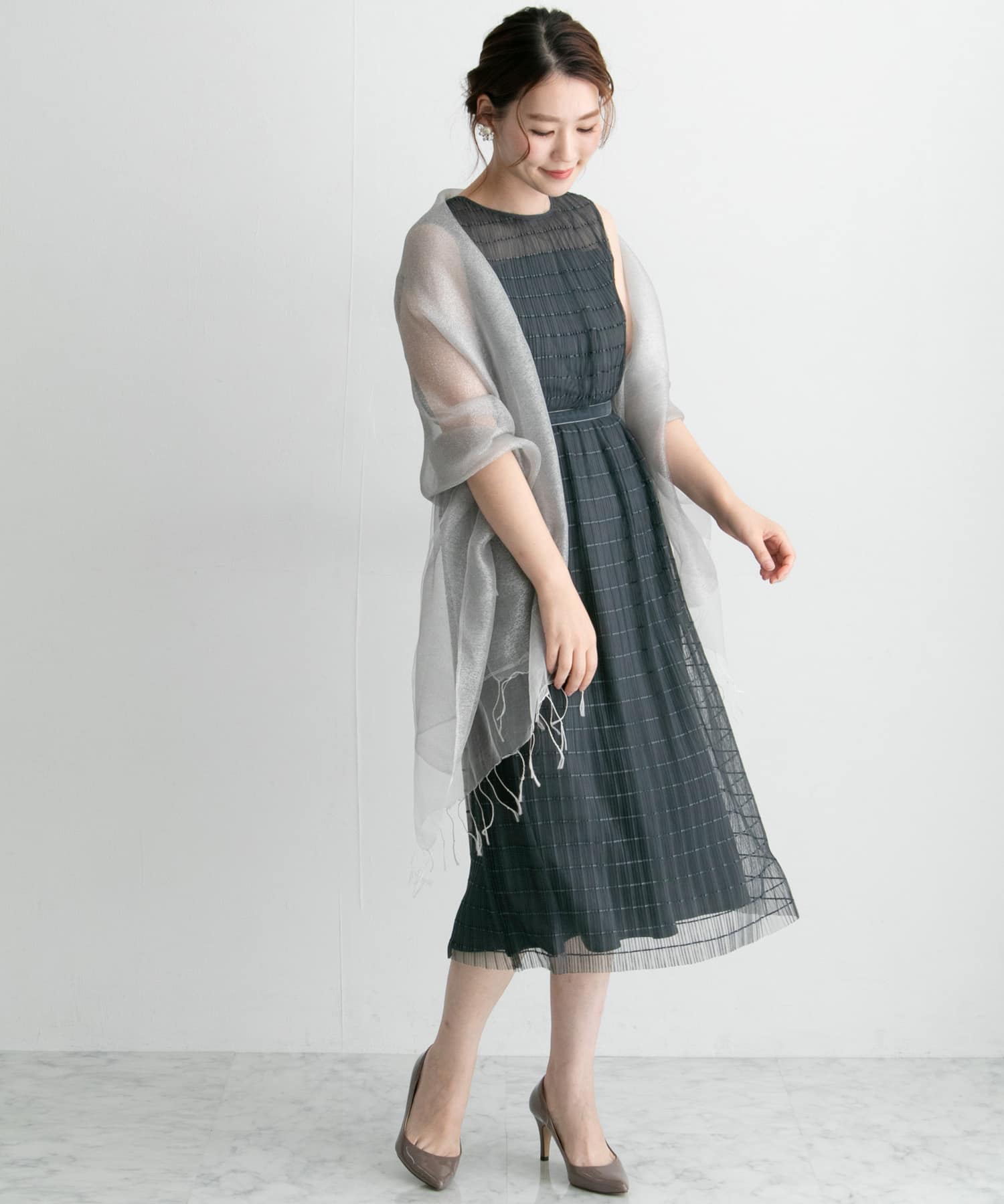 ボーダーチュールドレス G/CHARCOAL FREE