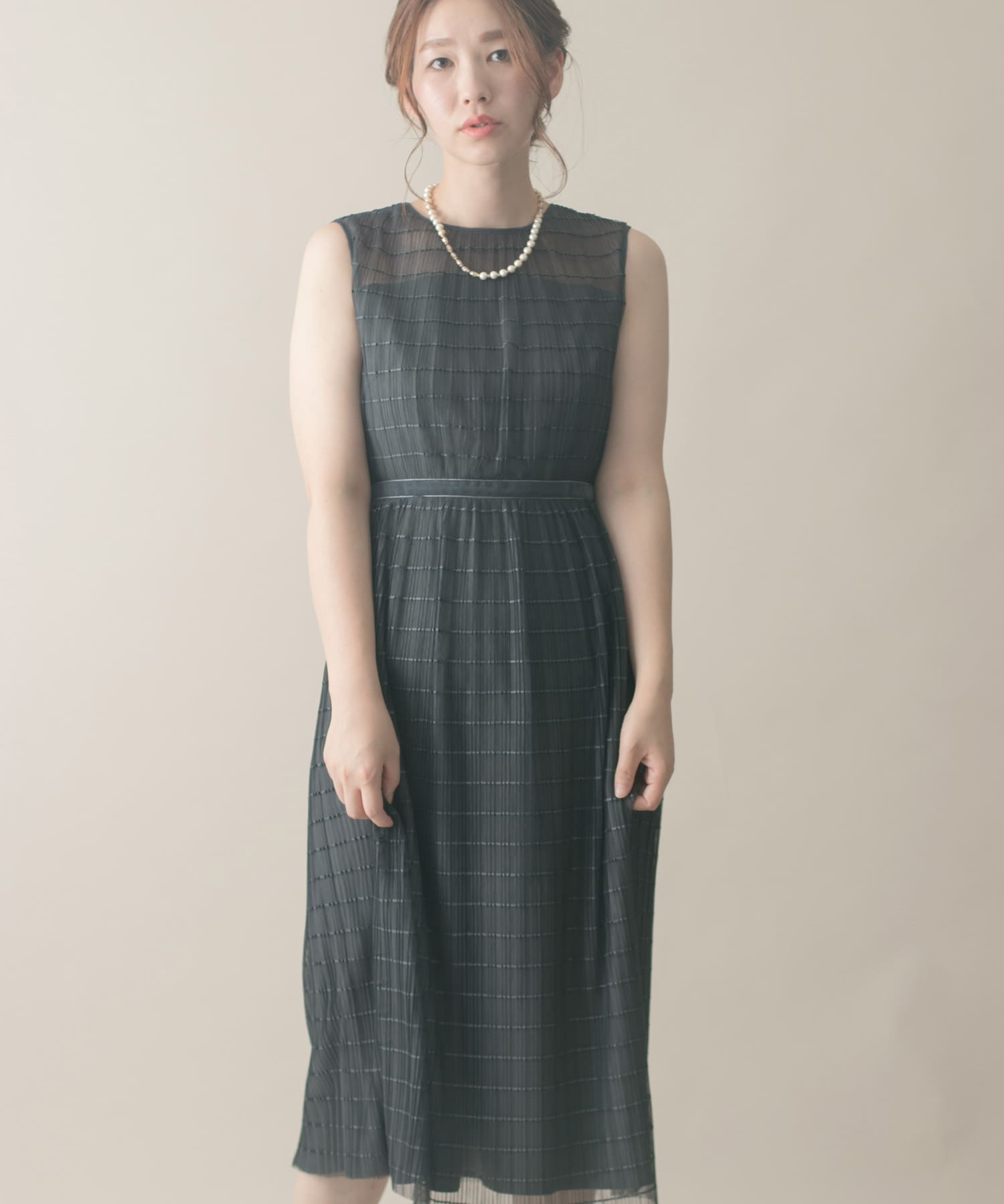 ボーダーチュールドレス G/CHARCOAL FREE