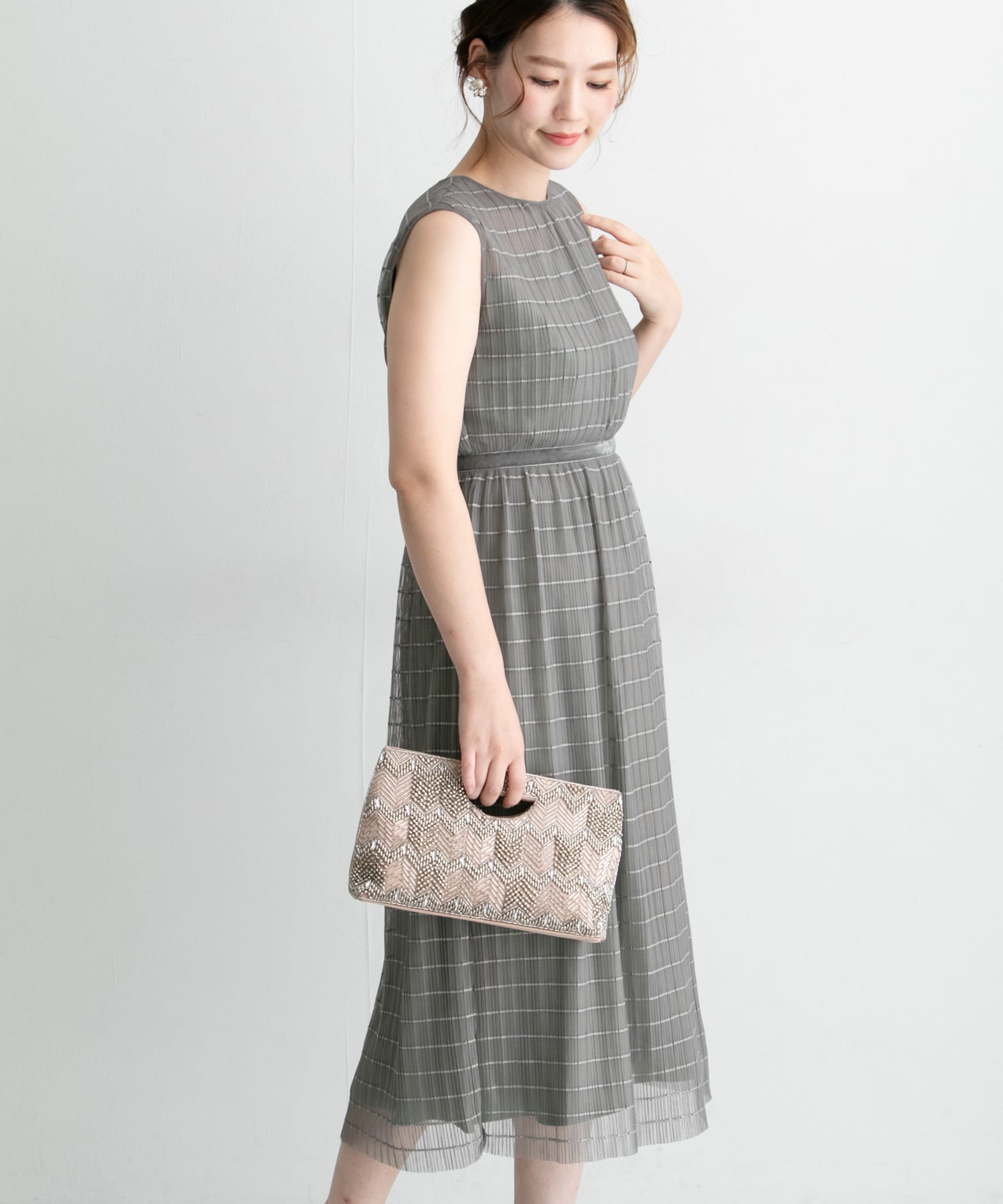 ボーダーチュールドレス GRAY FREE